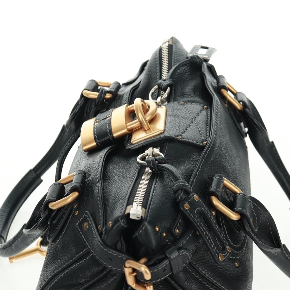 Chloe Paddington Black Leather Handbag with Gold and Silver Accents - 6