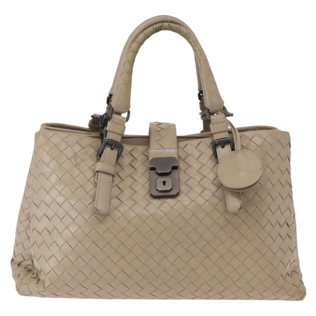 Bottega Veneta Roma Leather Shoulder Bag Gray 31cm (1 of 18)