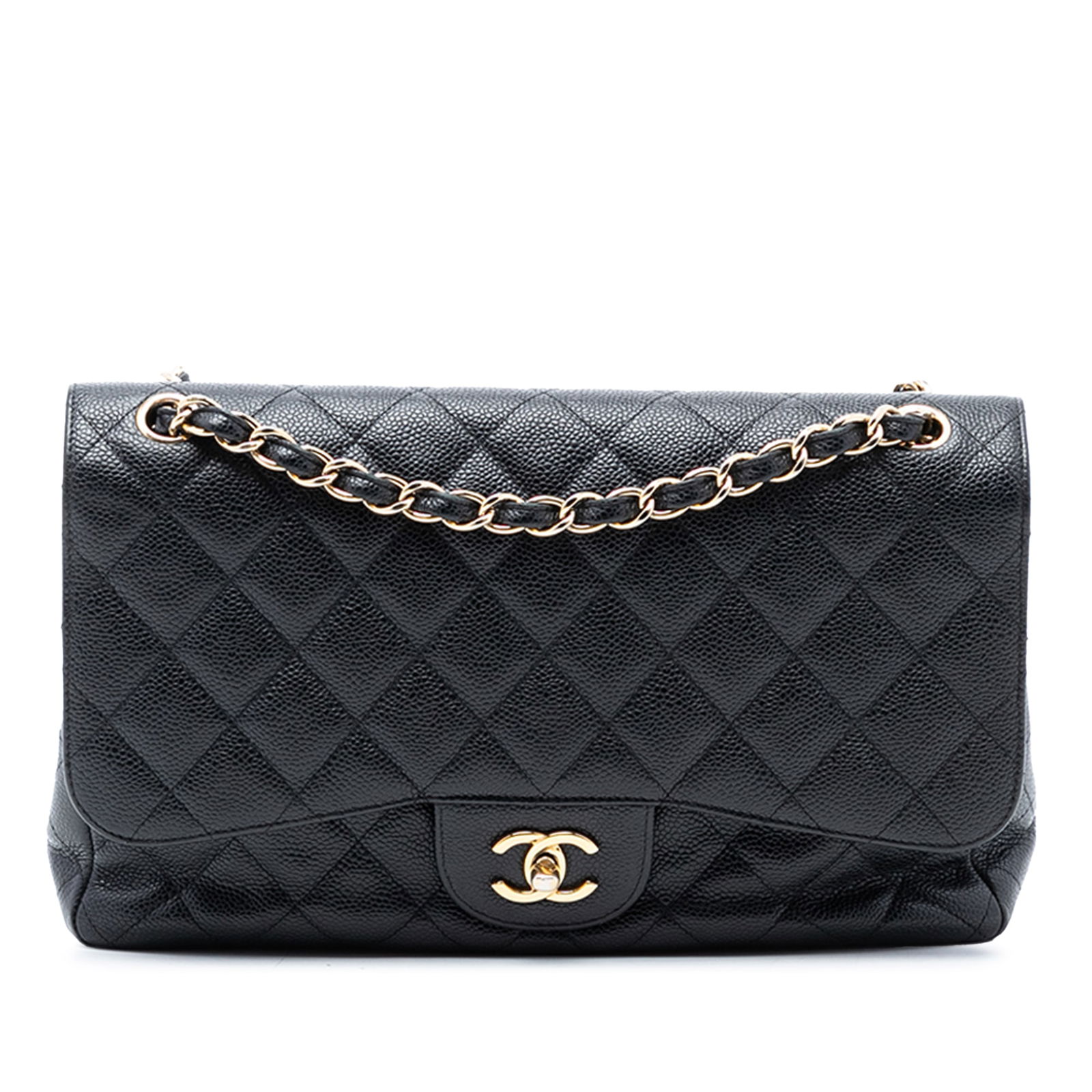 Black Quilted Leather Jumbo Double Flap Shoulder Bag by Chanel (1 of 7)