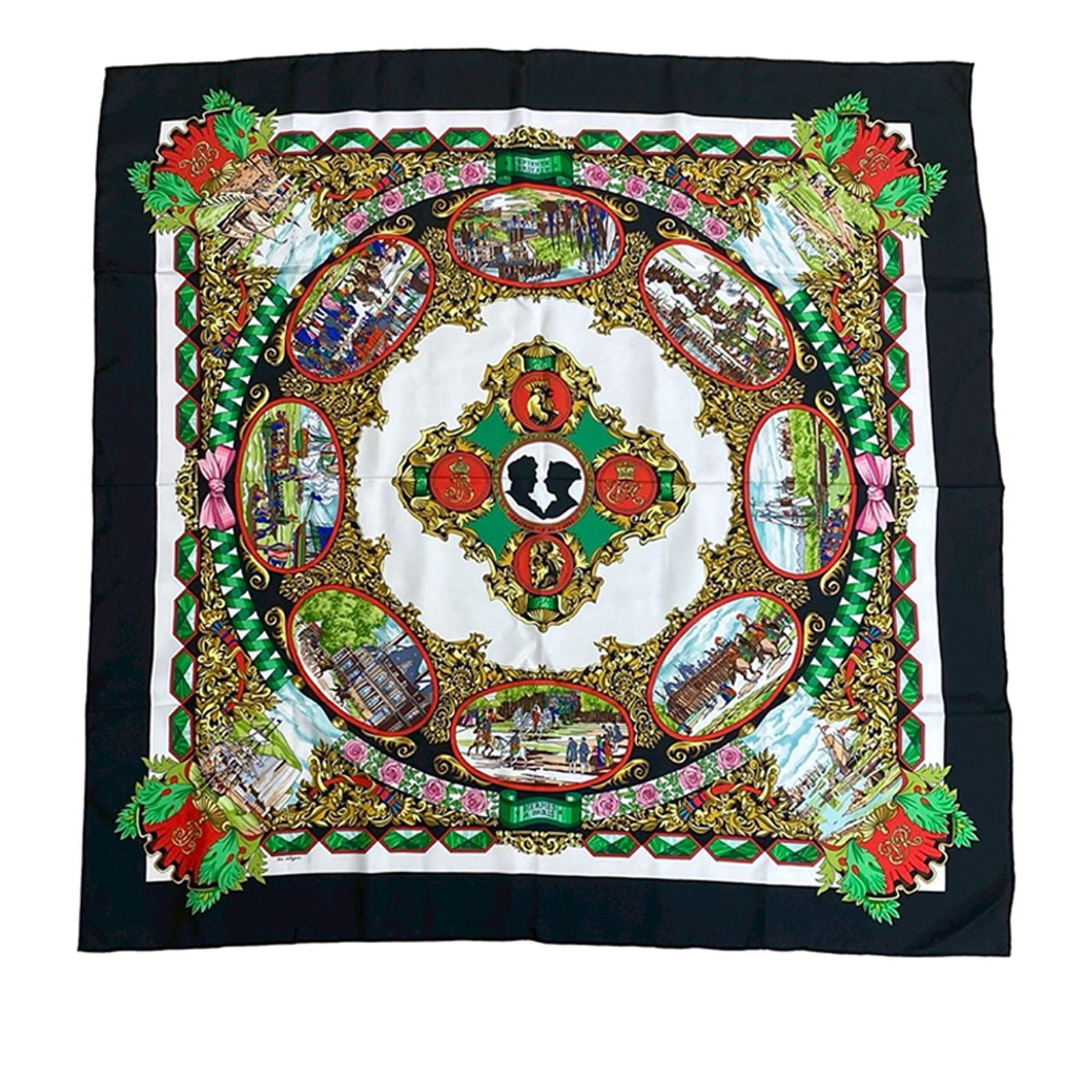 L Entente Cordiale 90 Silk Scarf by Hermes Black (1 of 5)