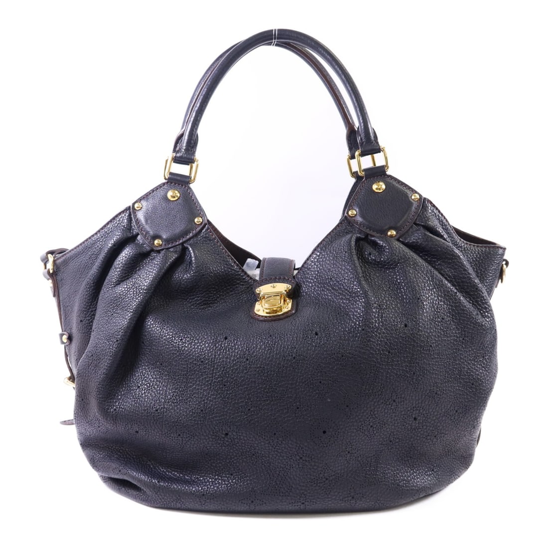 Louis Vuitton Mahina Leo L Black Calfskin Shoulder Bag with Gold Hardware (1 of 17)