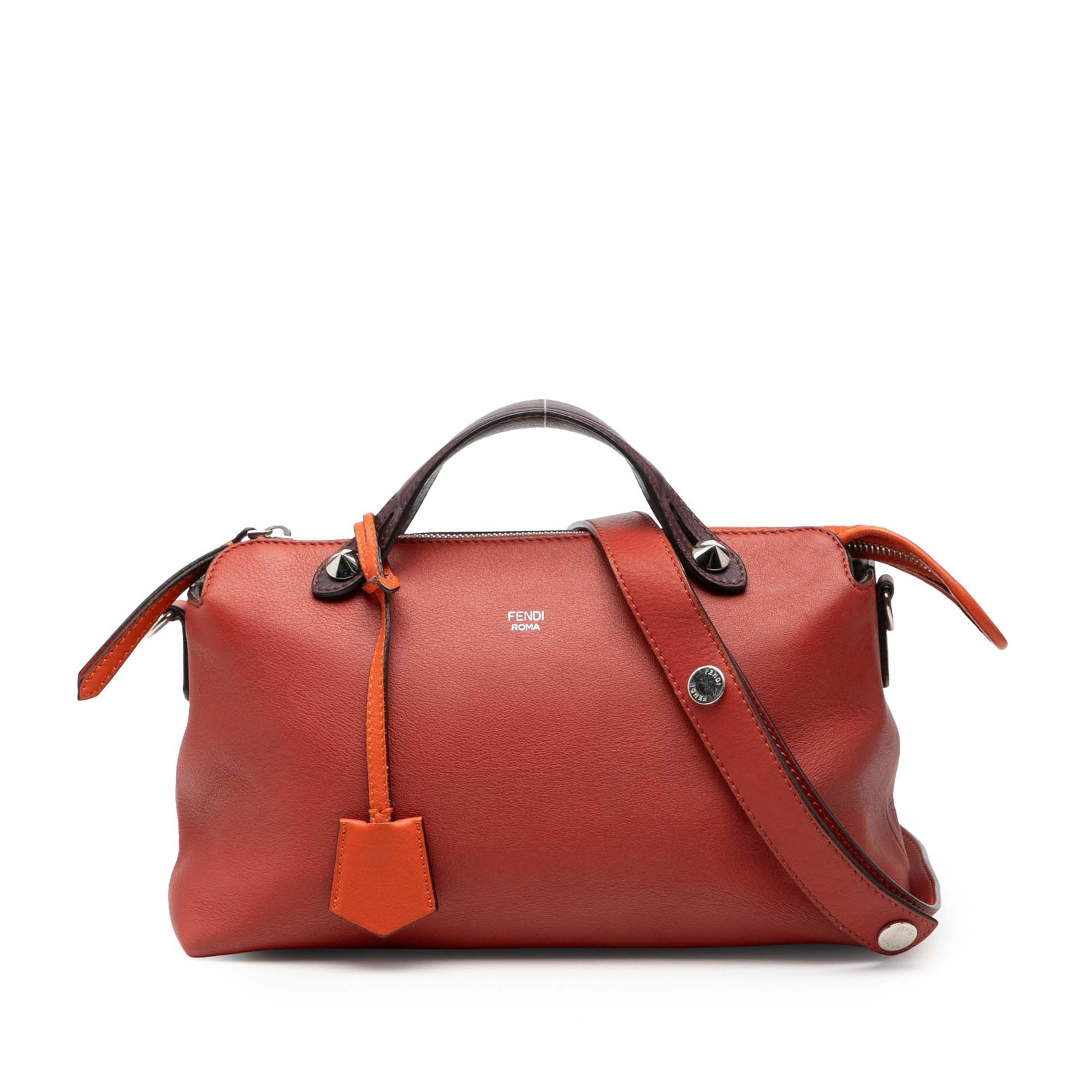 Fendi By The Way Medium Bicolor Leather Satchel with Shoulder Strap: Fendi By The Way Medium Bicolor Leather Satchel with Shoulder Strap This Fendi Medium Bicolor Leather By The Way Satchel is crafted from leather and features flat leather top handles, a detachable fla