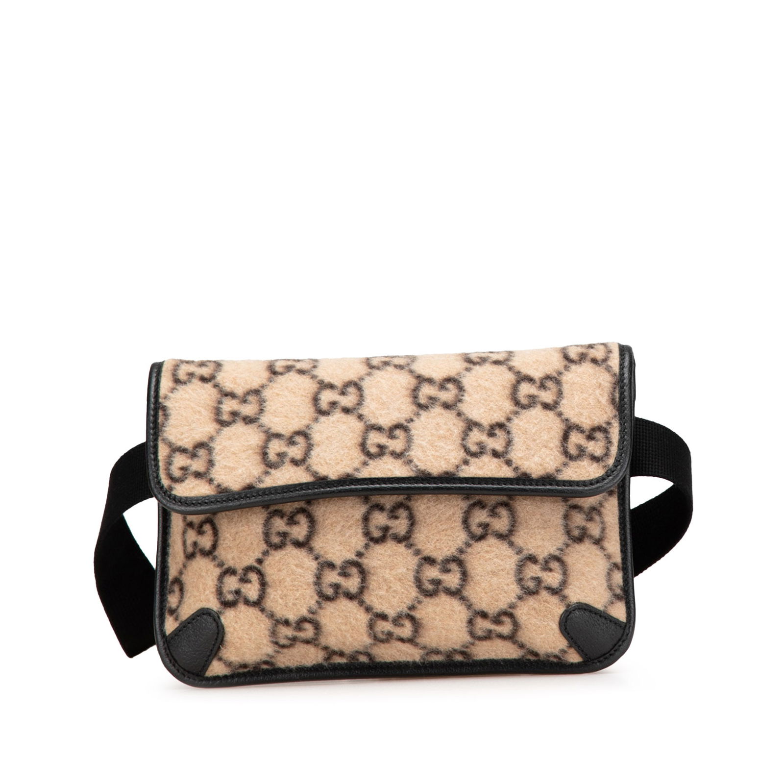 Gucci GG Wool Slim Belt Bag Brown Fabric with Leather Trim: Gucci GG Wool Slim Belt Bag Brown Fabric with Leather Trim This stylish Gucci GG Wool Slim Belt Bag is crafted from a luxurious wool body complemented by leather trim. It features an adjustable flat s