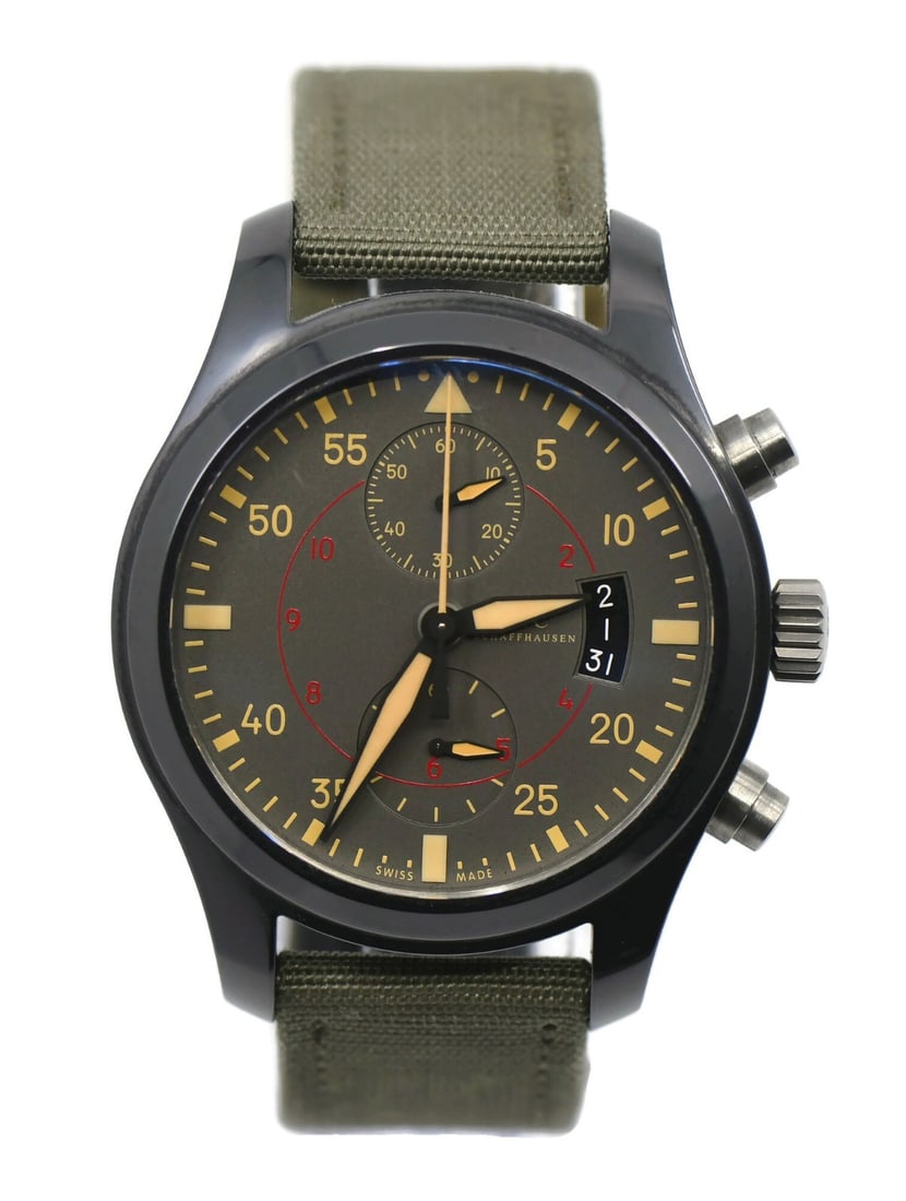 IWC Pilot Top Gun Miramar IW388002 Ceramic Automatic Watch with Box and Papers: IWC Pilot Top Gun Miramar IW388002 Ceramic Automatic Watch with Box and Papers The IWC Pilot Top Gun Miramar Ceramic Watch IW388002 is a Swiss-made wristwatch featuring a mechanical automatic movement