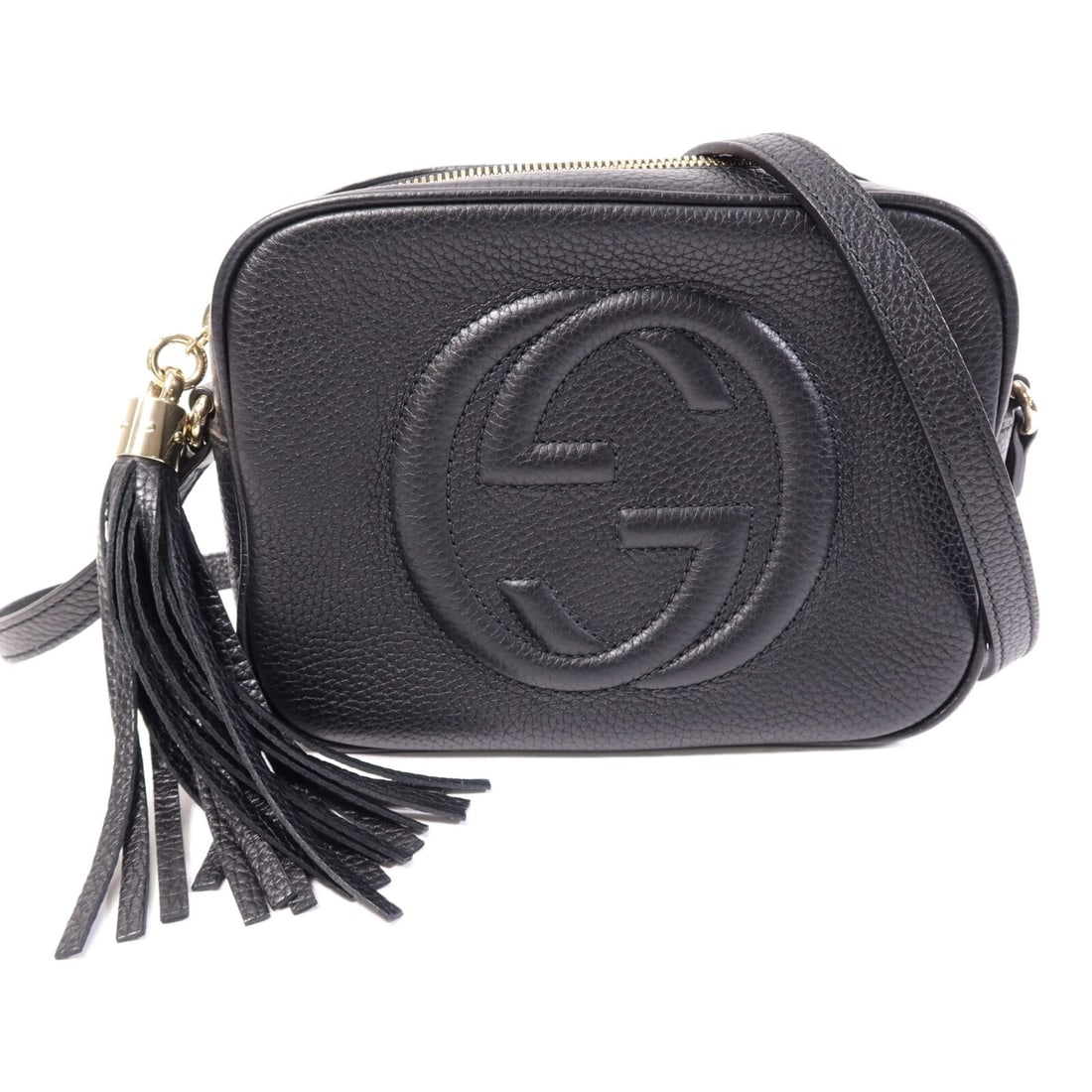 Black Calfskin Gucci Soho Disco Shoulder Bag with GG and Gold Hardware (1 of 14)