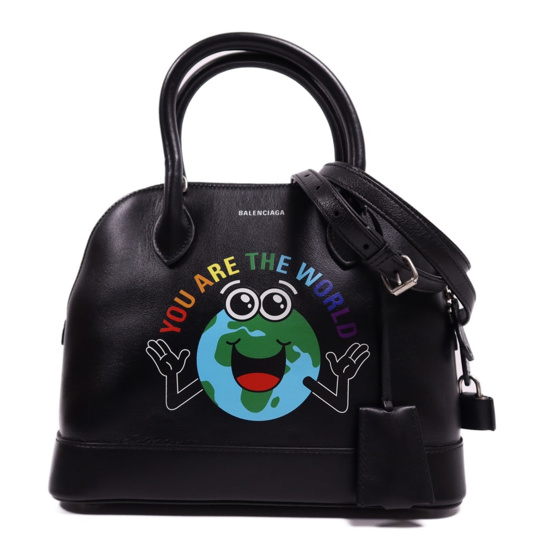 BALENCIAGA Ville Small 2 Way Shoulder Bag Black Calfskin Leather: BALENCIAGA Ville Small 2 Way Shoulder Bag Black Calfskin Leather Introducing the BALENCIAGA Ville Small 2-way Shoulder Bag, a perfect blend of style and functionality. Crafted from high-quality calfsk