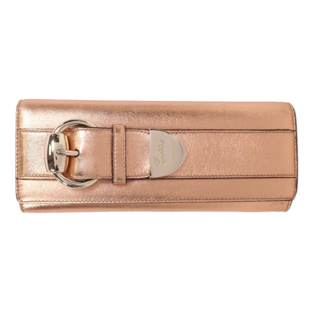 GUCCI GG GHW Clutch 181544 Calfskin Leather Gold: GUCCI GG GHW Clutch 181544 Calfskin Leather Gold This elegant GUCCI GG clutch is crafted from luxurious calfskin leather in a stunning rose gold hue. With a compact design, it measures 8.7 inches in l