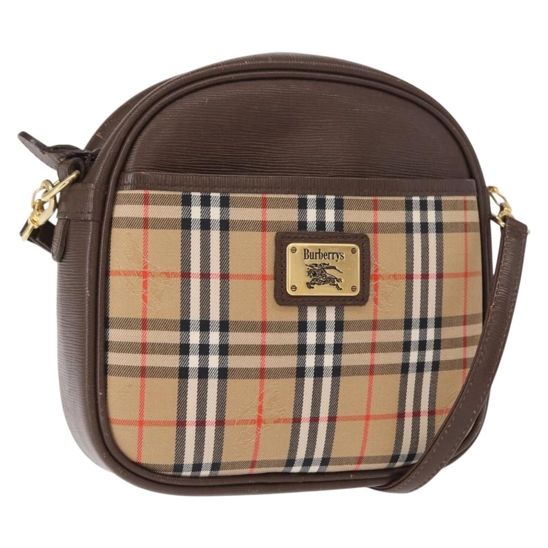 Beige Canvas Shoulder Bag by Burberry Featuring Nova Check Pattern: Beige Canvas Shoulder Bag by Burberry Featuring Nova Check Pattern This Burberry Nova Check shoulder bag is crafted from beige canvas and designed for women. It features a shoulder strap and metal fit