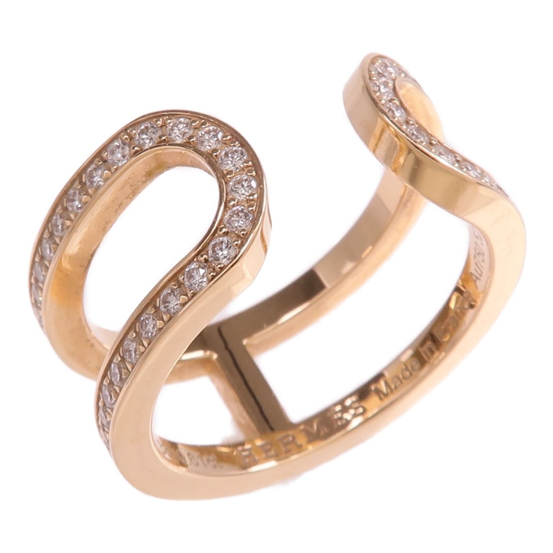 Ever Chaine d'ancre Diamond Ring 18K Rose Gold Size 52 by Hermes: Ever Chaine d'ancre Diamond Ring 18K Rose Gold Size 52 by Hermes This HERMES Ever Chaine d'ancre ring features a refined design crafted from 18K pink gold and is adorned with a clear diamond. The ring