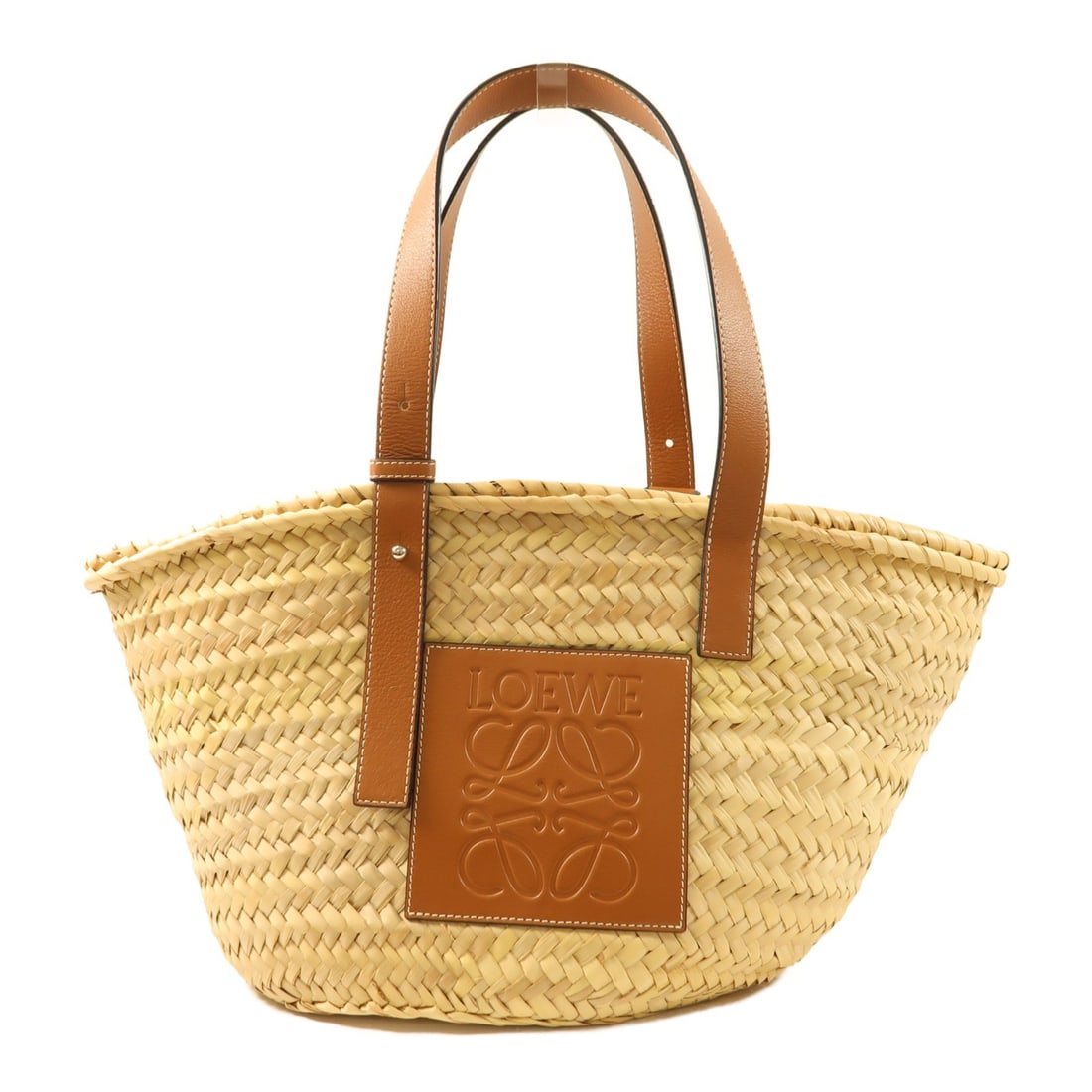 Loewe Basket Shoulder Bag Raffia and Leather Trim Beige (1 of 15)