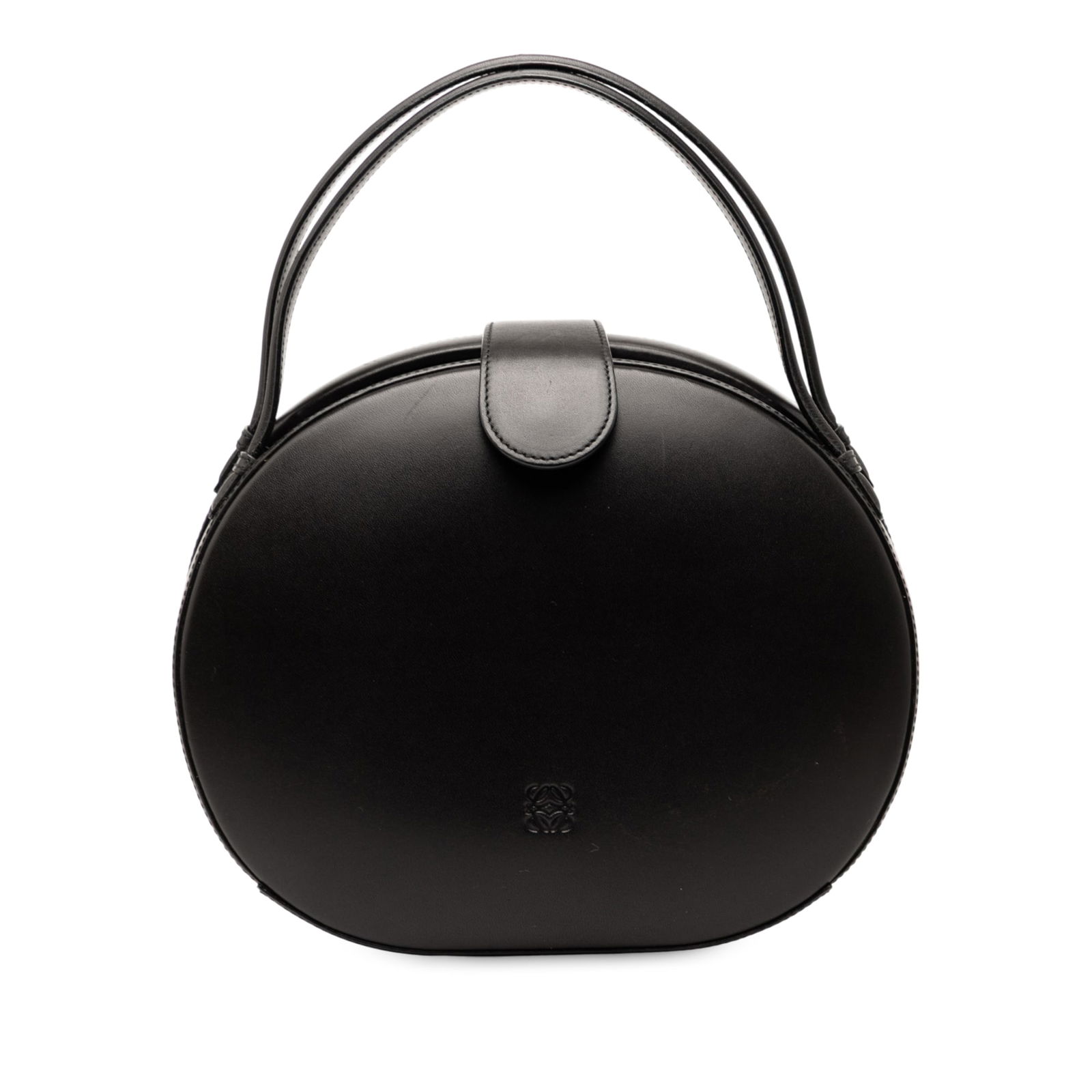 LOEWE Black Leather Anagram Round Handbag Spain (1 of 7)