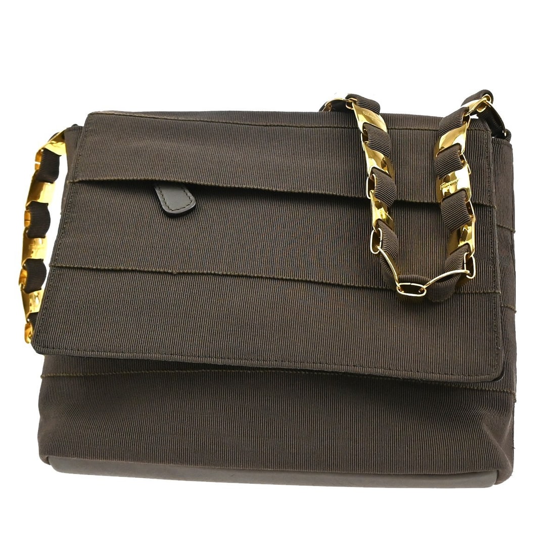 Salvatore Ferragamo Canvas Vala Brown Shoulder Handbag: Salvatore Ferragamo Canvas Vala Brown Shoulder Handbag Salvatore Ferragamo Vala shoulder bag designed for women, crafted from brown canvas. This compact bag features a structured silhouette suitable f