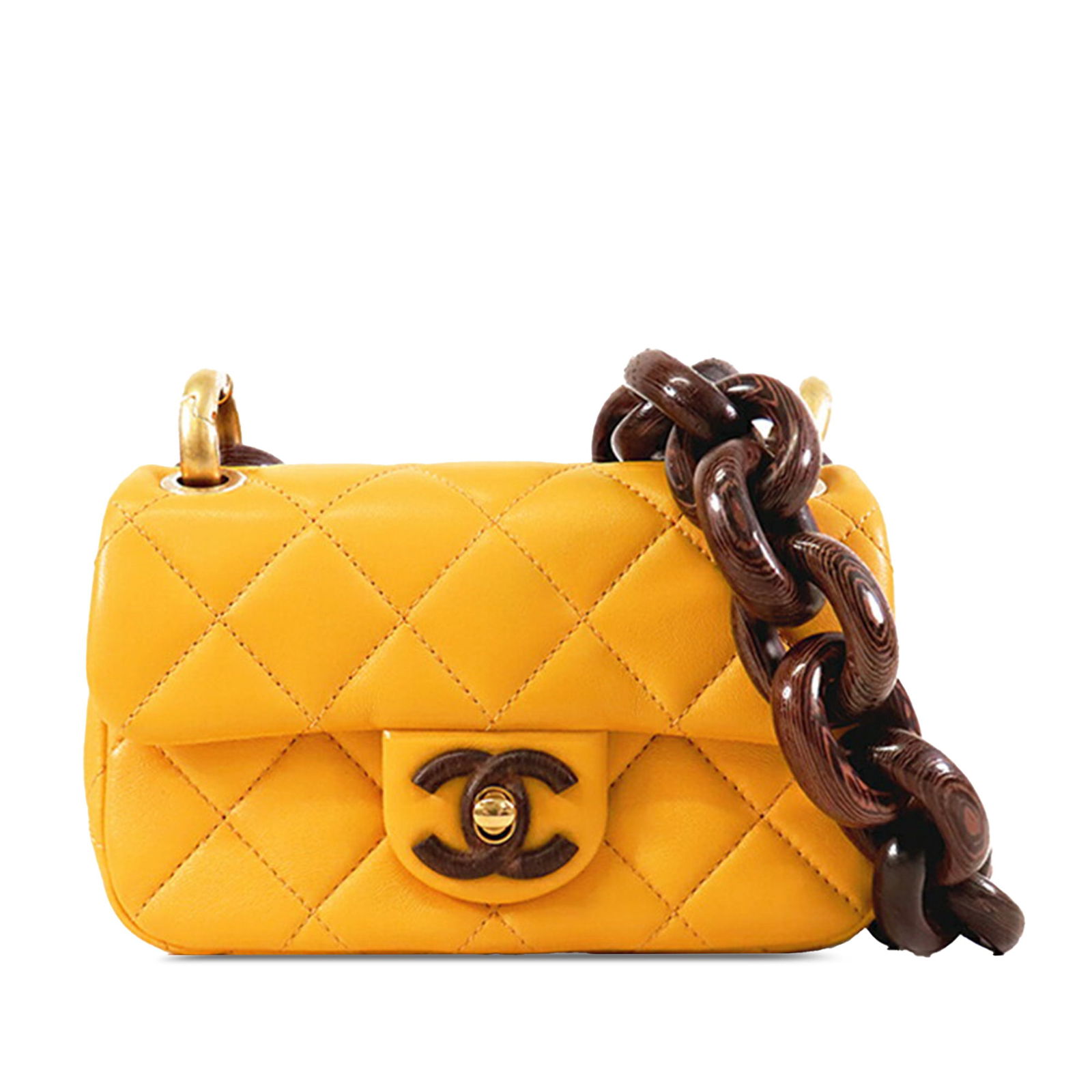 Chanel Mini Square Crossbody with Lambskin and Wenge Wood Chain Detail (1 of 15)