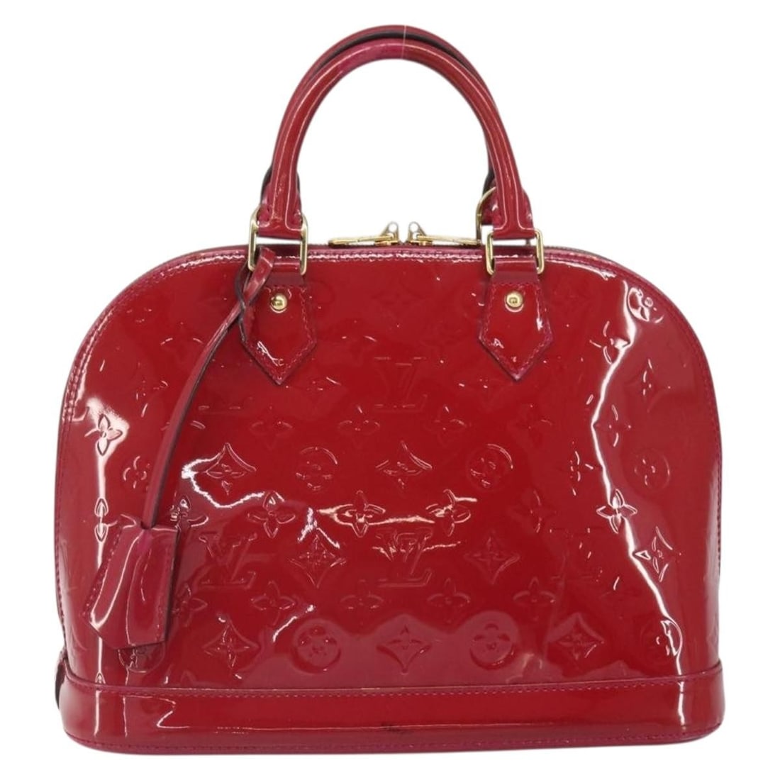 Red Patent Leather Louis Vuitton Alma Bag Monogram Vernis: Red Patent Leather Louis Vuitton Alma Bag Monogram Vernis The Louis Vuitton Alma handbag features the signature Monogram Vernis patent leather in red and is designed for women. This stylish bag is mad