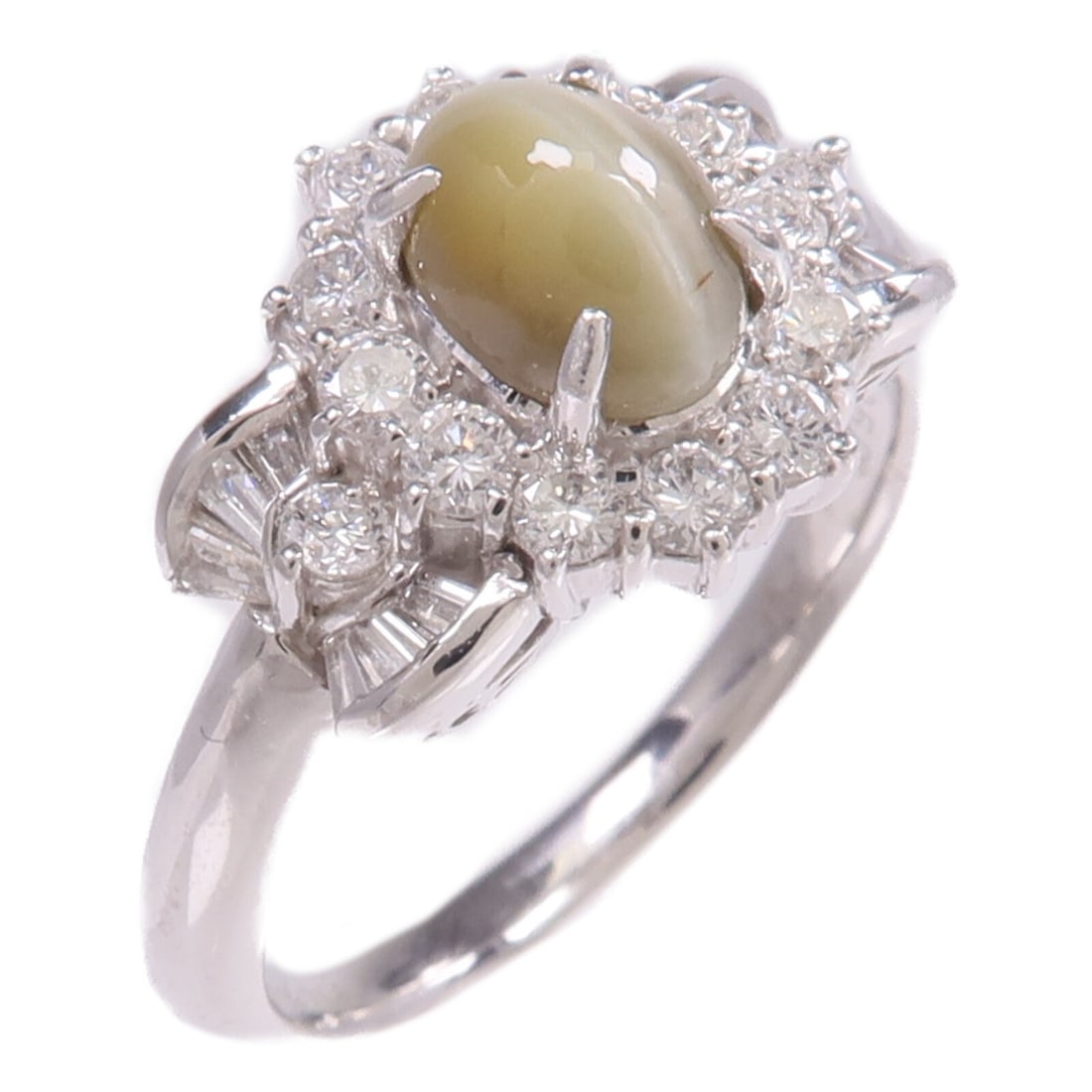 Chrysoberyl and Diamond Platinum Ring Size 7 Pt900 (1 of 9)