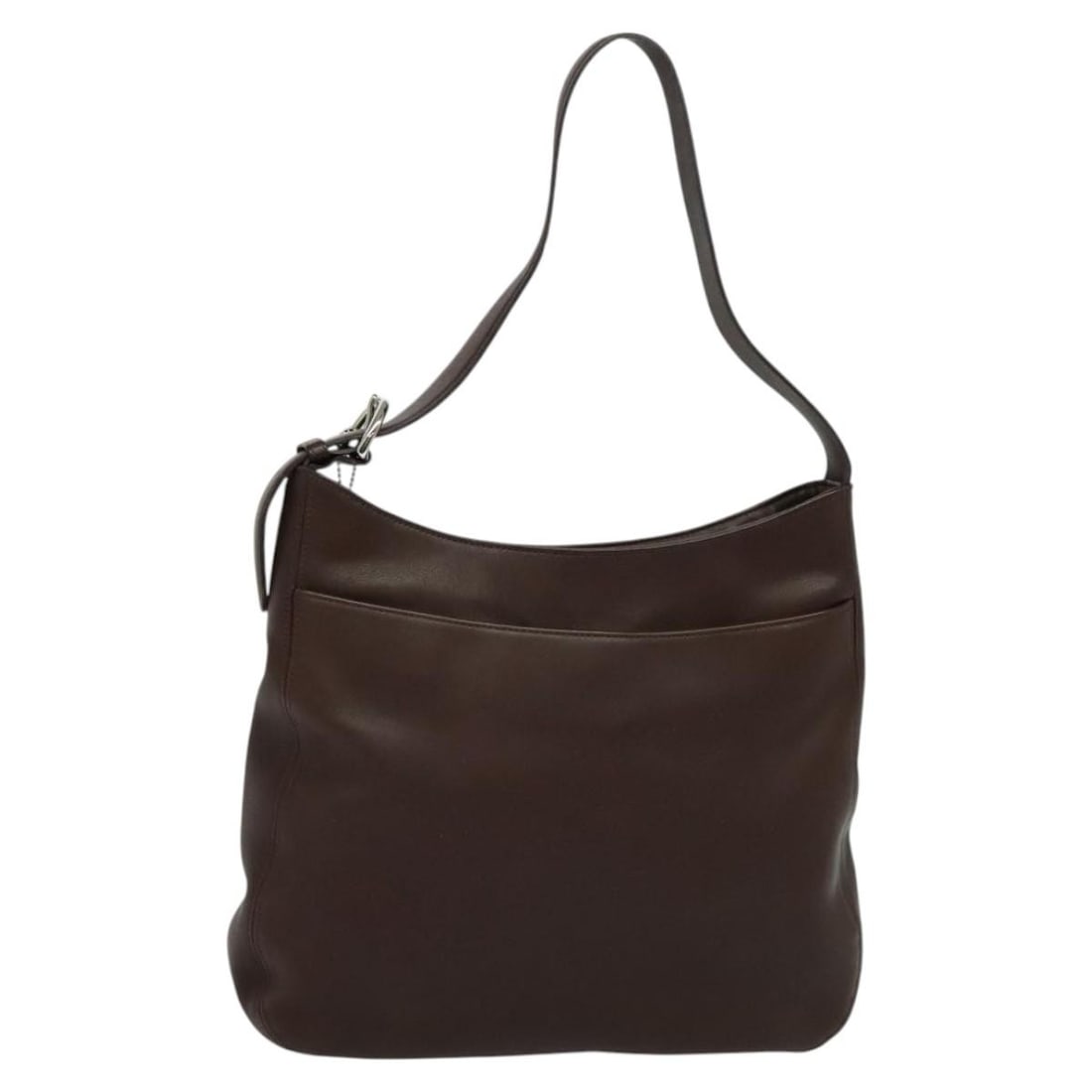 Coach Brown Leather Shoulder Bag AM8338 with Silver Accents: Coach Brown Leather Shoulder Bag AM8338 with Silver Accents This authentic Coach shoulder bag combines functionality with elegance, featuring a rich brown leather exterior complemented by silver accen