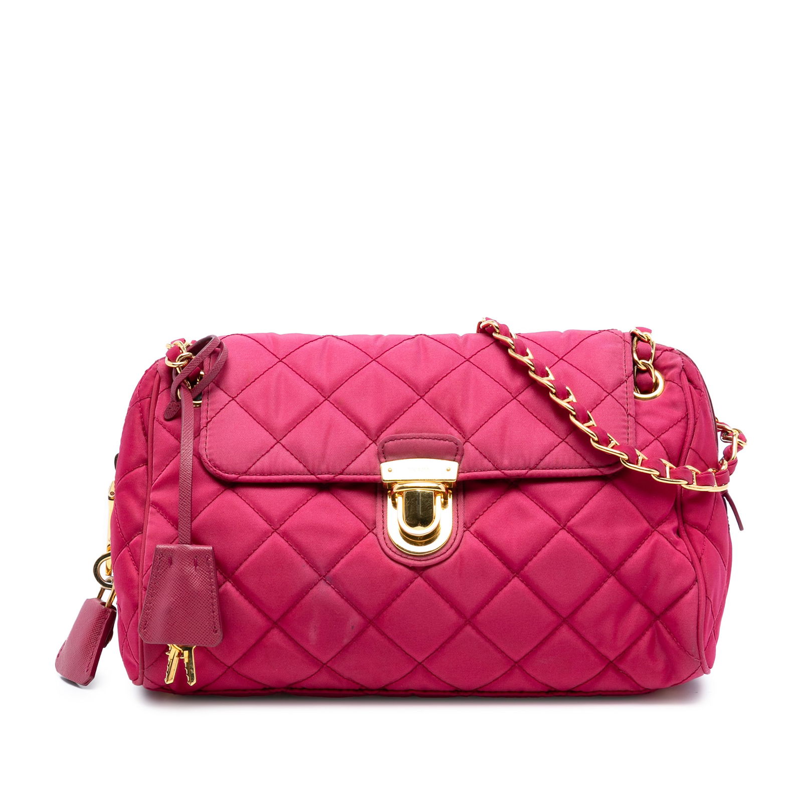 Prada Impuntu Tessuto Quilted Pink Crossbody Bag with Chain Strap (1 of 6)