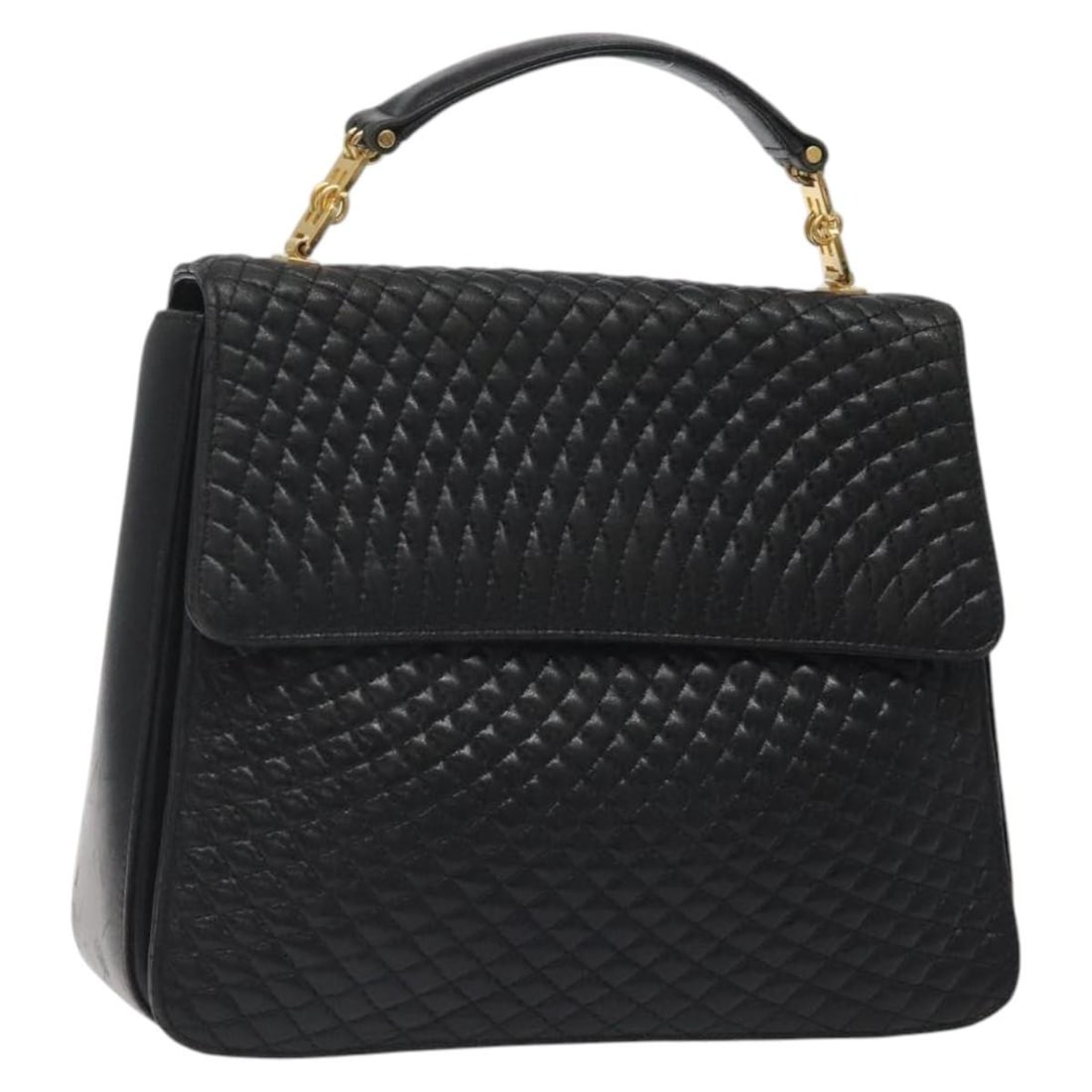 Bally Black Leather Vintage Quilted Flap Purse 25cm by 19cm by 8cm: Bally Black Leather Vintage Quilted Flap Purse 25cm by 19cm by 8cm This vintage Bally flap handbag features black quilted leather with a classic flap design. It is designed for women and crafted in It