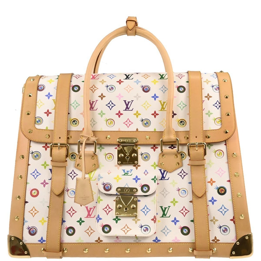 Louis Vuitton Sac Gigantic White Monogram Multi-Color Canvas Large Handbag: Louis Vuitton Sac Gigantic White Monogram Multi-Color Canvas Large Handbag This Louis Vuitton Sac Gigantic handbag features a white Monogram Multi-Color canvas leather exterior and is complemented by
