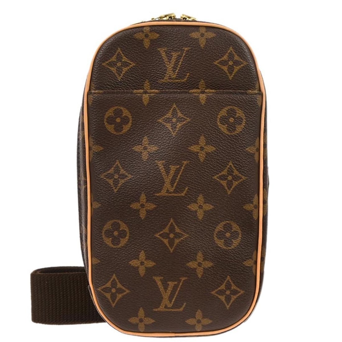 Louis Vuitton Pochette Gange Monogram Canvas Small Bum Bag M51870: Louis Vuitton Pochette Gange Monogram Canvas Small Bum Bag M51870 This Louis Vuitton Pochette Gange bum bag features the iconic Monogram canvas with a brown exterior and gold-tone hardware. Designed i