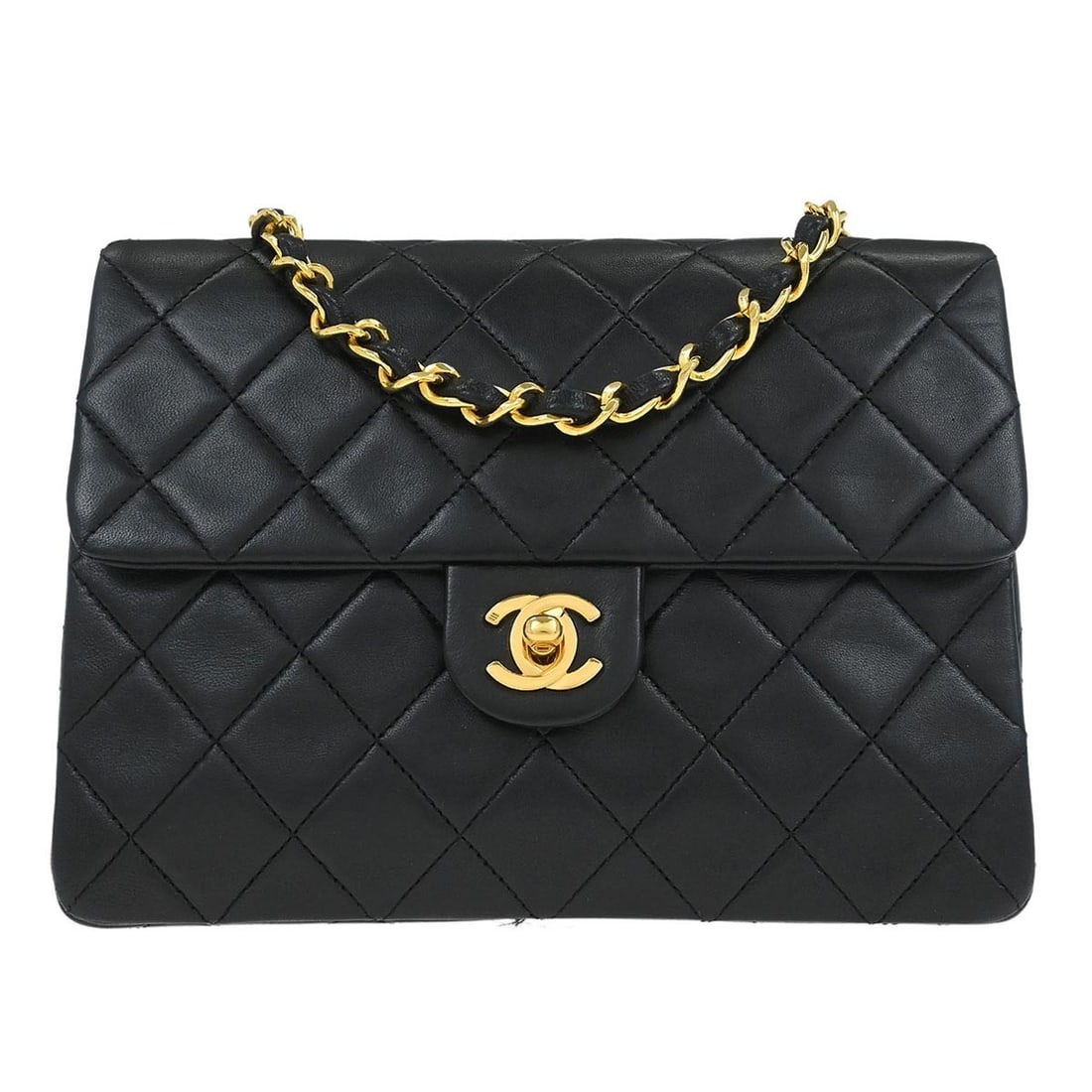 Small Chanel Classic Flap Square Black Lambskin Quilted Shoulder Bag (1 of 10)