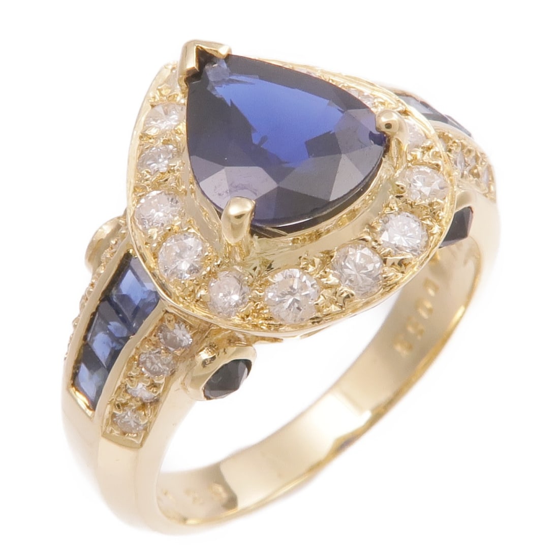 Sapphire and Diamond 18K Yellow Gold Ring Size 6.25 (1 of 8)
