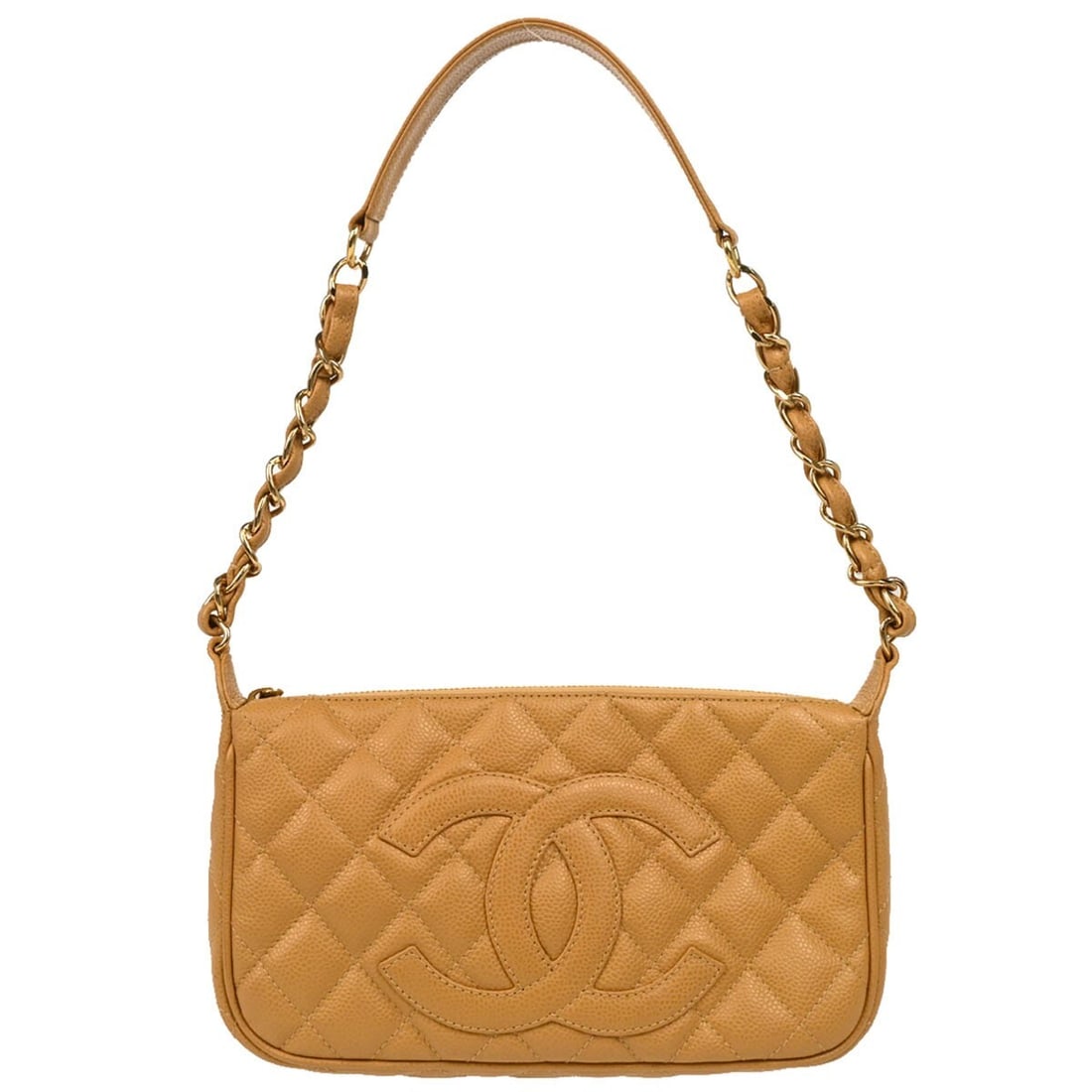 Chanel Beige Caviar Leather Top Handle Handbag with Gold Hardware: Chanel Beige Caviar Leather Top Handle Handbag with Gold Hardware This exquisite Chanel handbag is crafted from luxurious beige caviar skin leather, offering both elegance and durability. The handbag