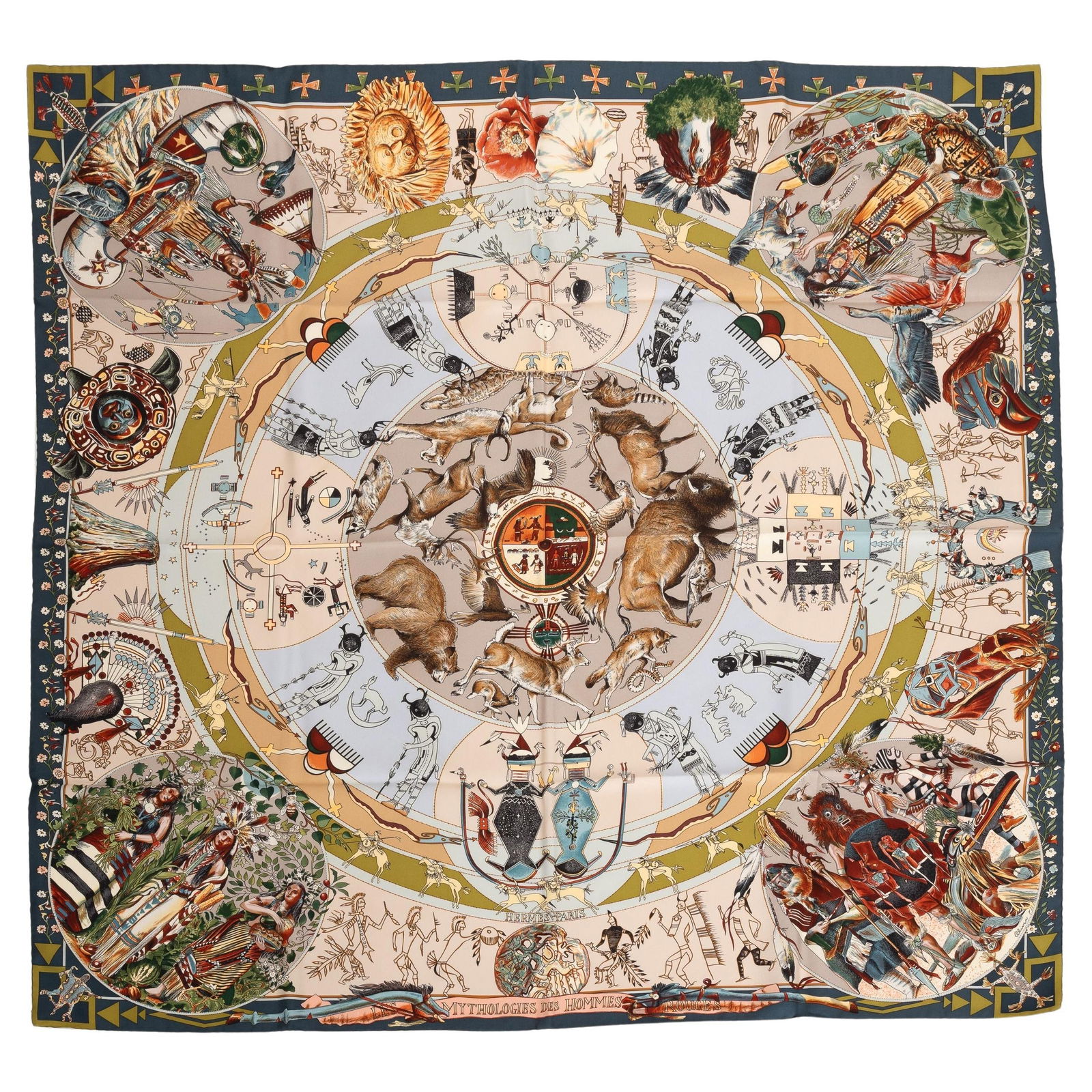 Hermes Les Mythologies des Hommes Silk Scarf by Kermit Oliver (1 of 5)