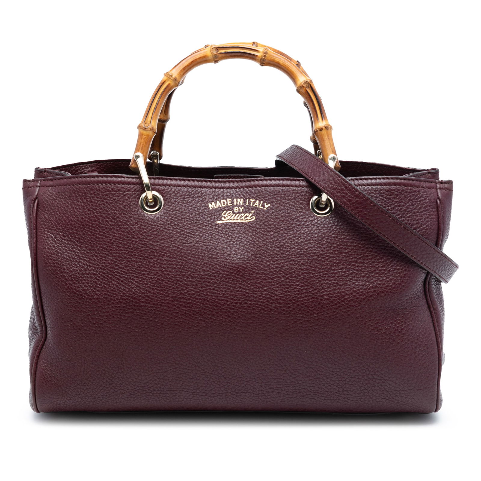 Gucci Bamboo Handles Medium Leather Shopper Satchel with Shoulder Strap (1 of 7)