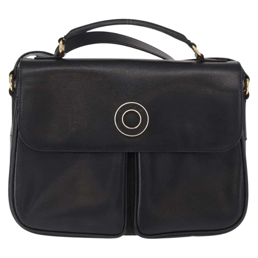 Celine Leather Shoulder Bag Circle Logo Black 29cm by 20cm by 9cm (1 of 18)