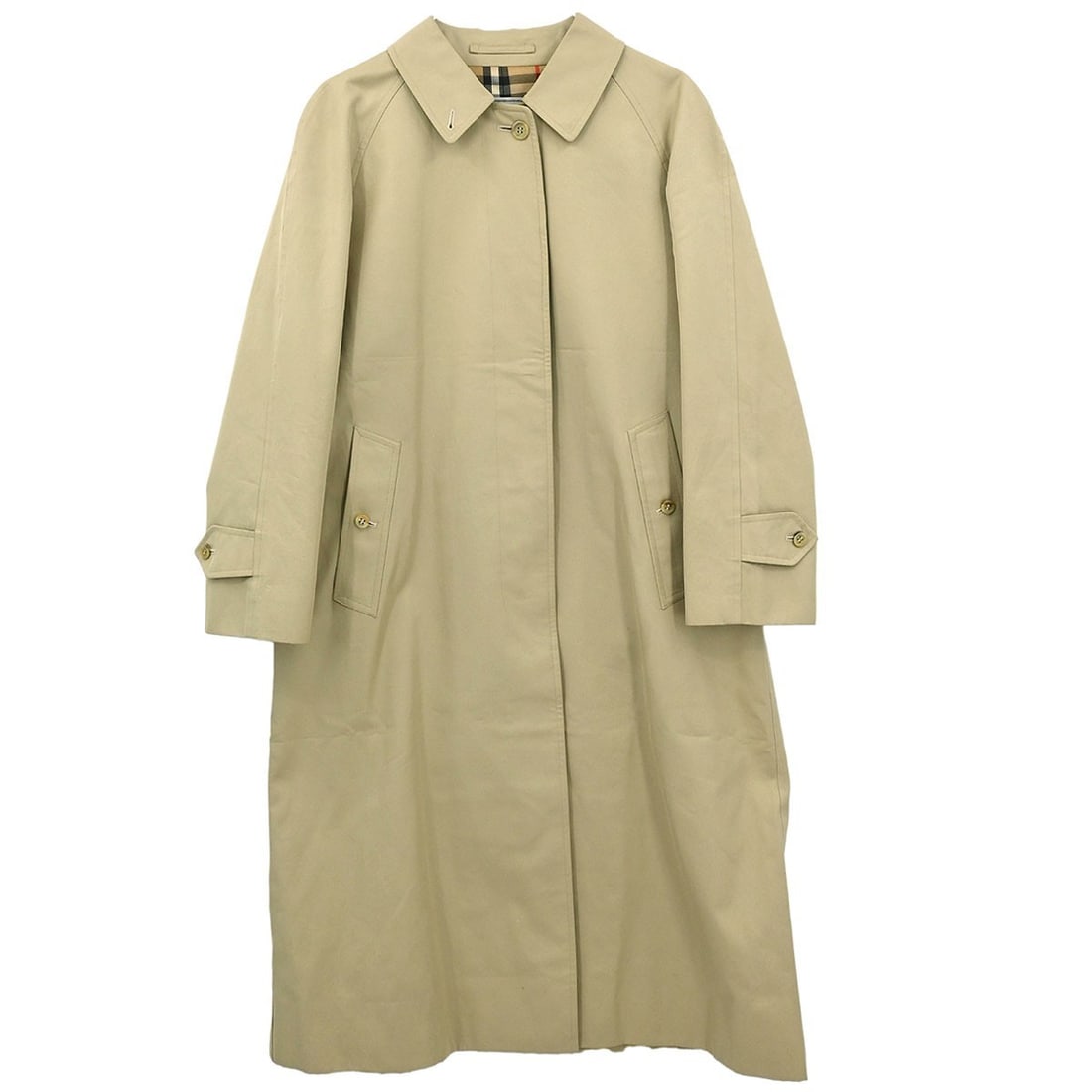 Burberrys Beige Cotton Trench Coat FD080-039-80 Size #36-38: Burberrys Beige Cotton Trench Coat FD080-039-80 Size #36-38 This stylish Burberrys Trench Coat is crafted from 100% cotton, ensuring comfort and breathability. It features a classic button closure and