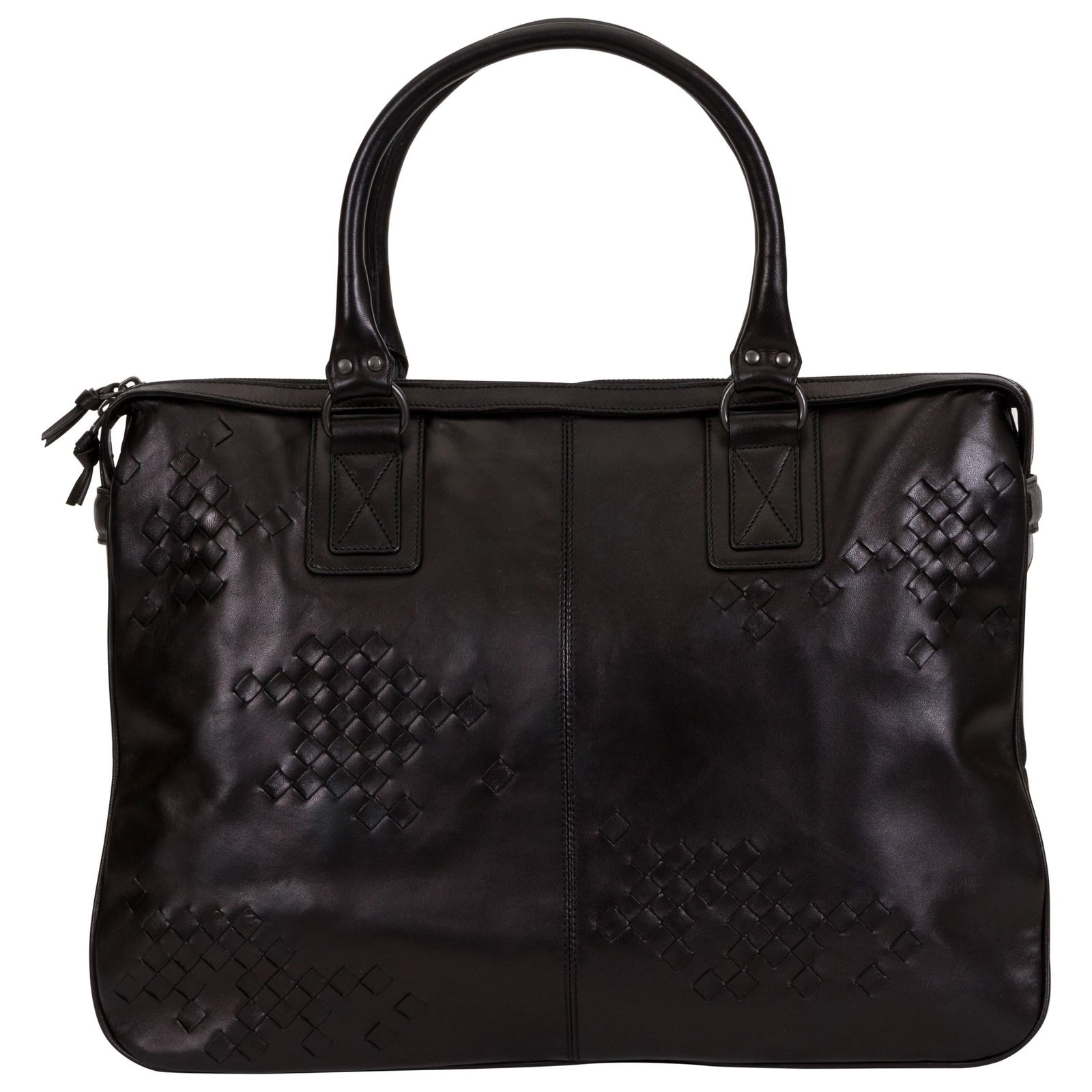 Bottega Veneta Black Leather Handbag with Suede Interior (1 of 7)
