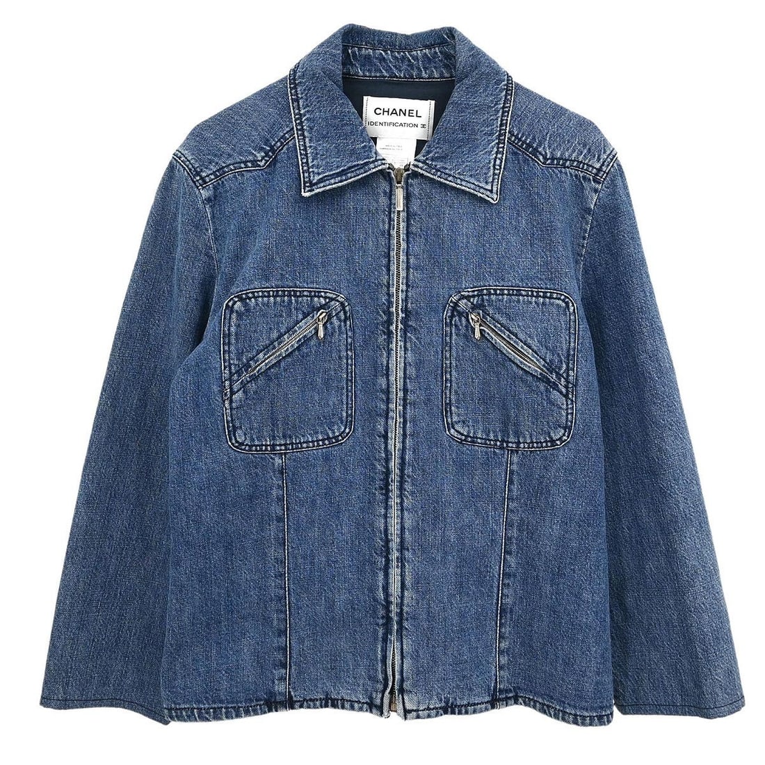 Chanel Vintage Blue Denim Jacket Zip Up Casual 00A #44 (1 of 11)