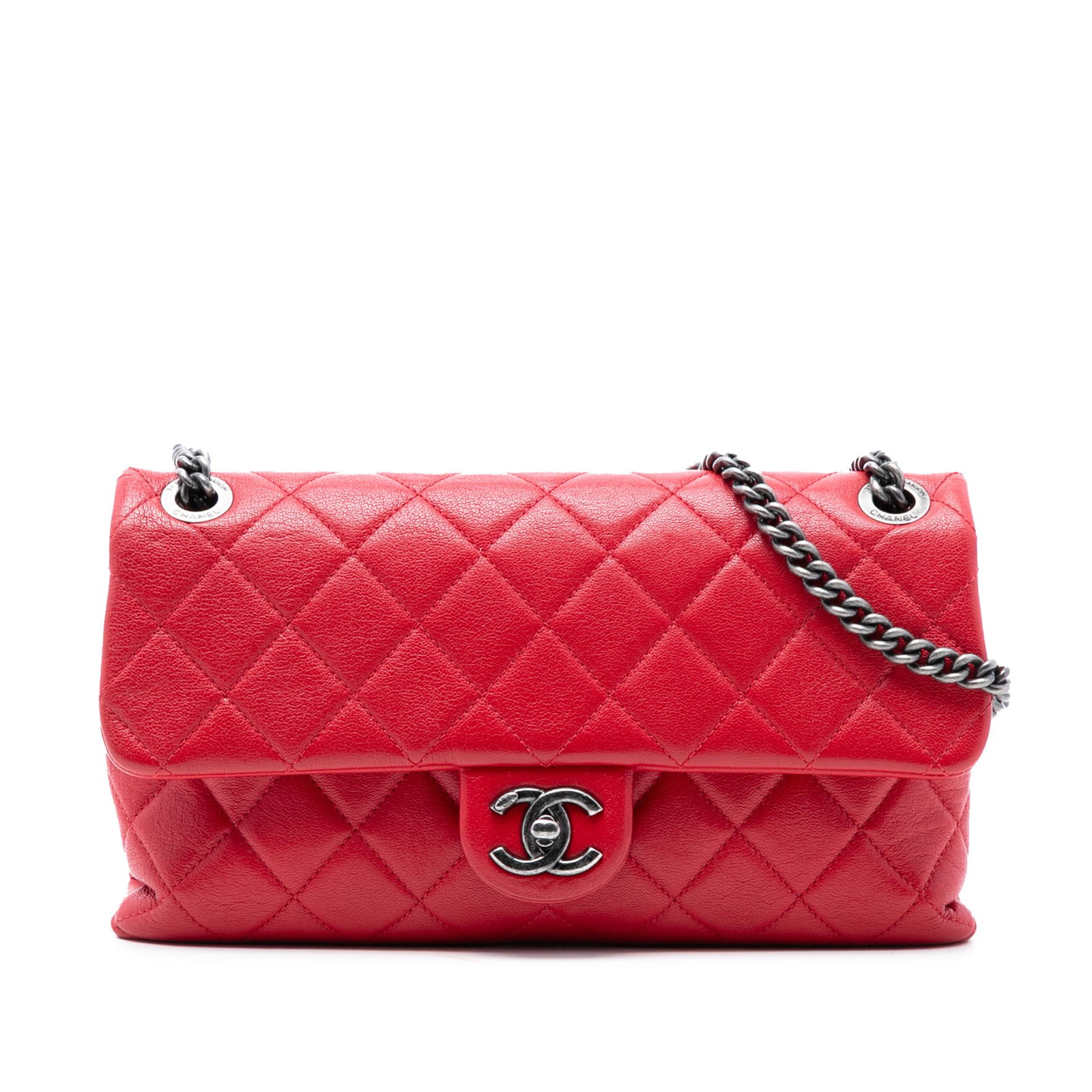 Chanel Burgundy Rocks Medium Quilted Lambskin Crossbody Flap Bag: Chanel Burgundy Rocks Medium Quilted Lambskin Crossbody Flap Bag This Chanel Medium Quilted Shiny Lambskin Burgundy Rocks Flap crossbody bag features a quilted lambskin leather body, a front flap with