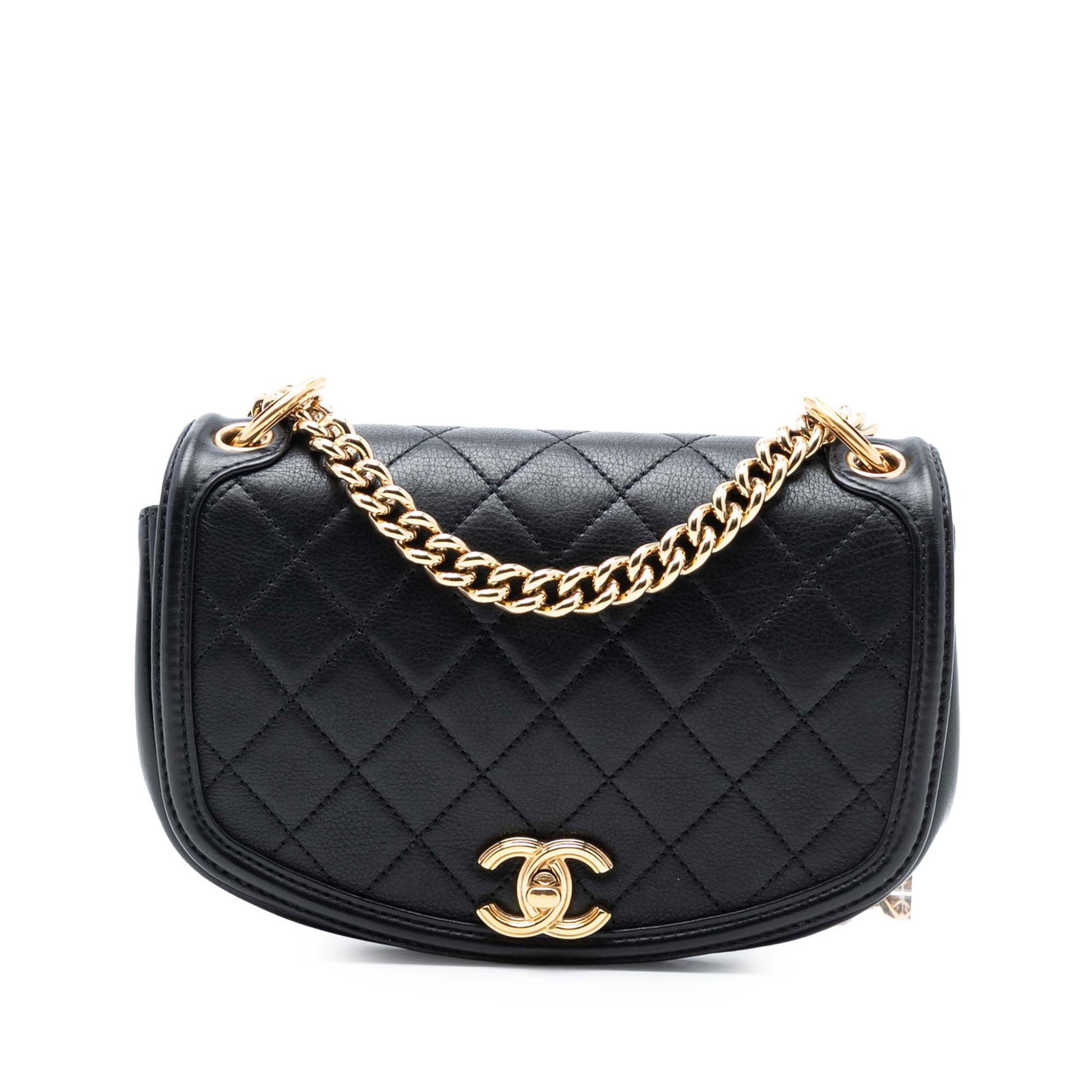 Chanel Small Black Quilted Calfskin Underline Flap Crossbody Bag: Chanel Small Black Quilted Calfskin Underline Flap Crossbody Bag This Chanel Small Quilted Calfskin Underline Flap crossbody bag features a quilted black leather body, a leather-woven chain link strap