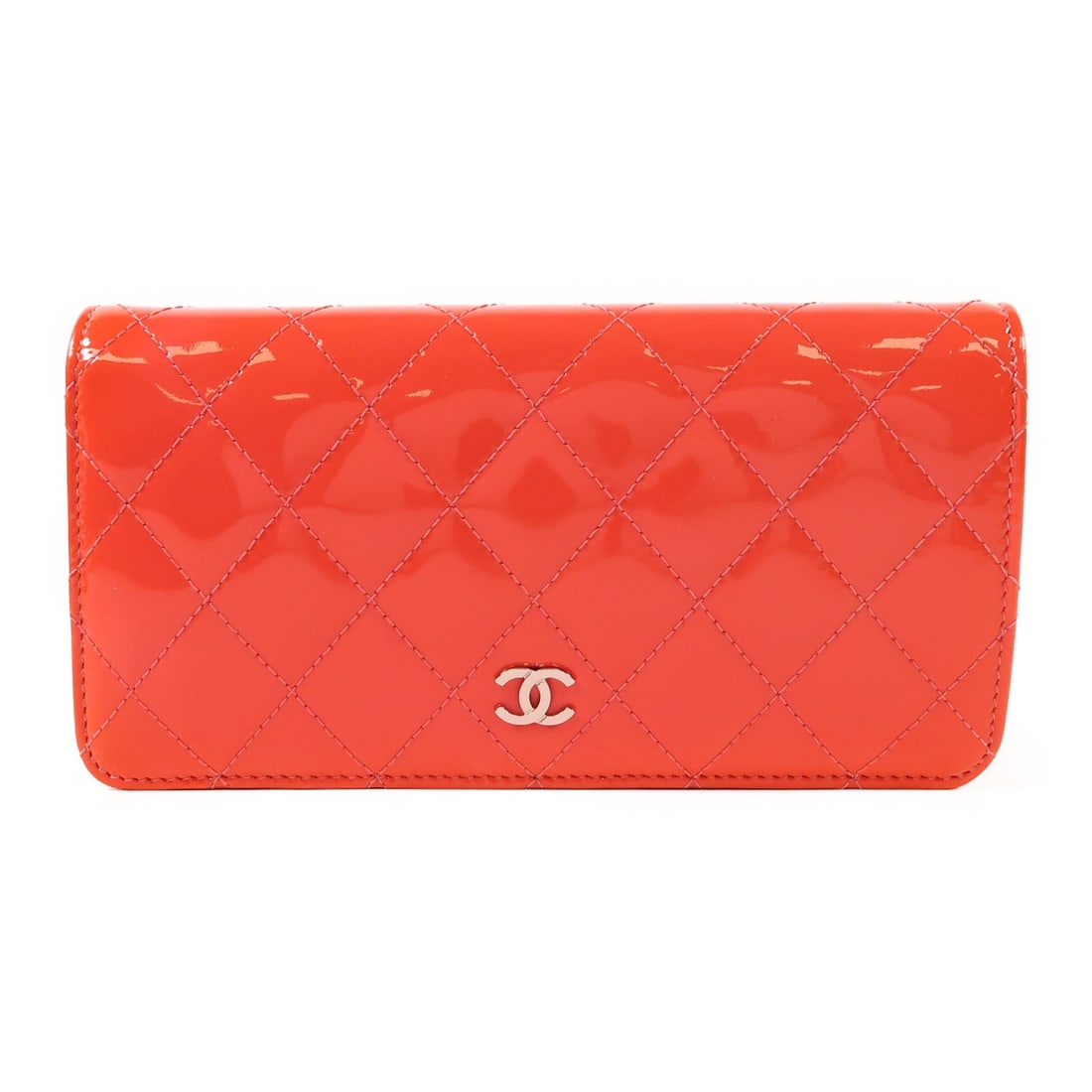 CHANEL Pink Patent Leather Long Wallet with SHW (1 of 15)