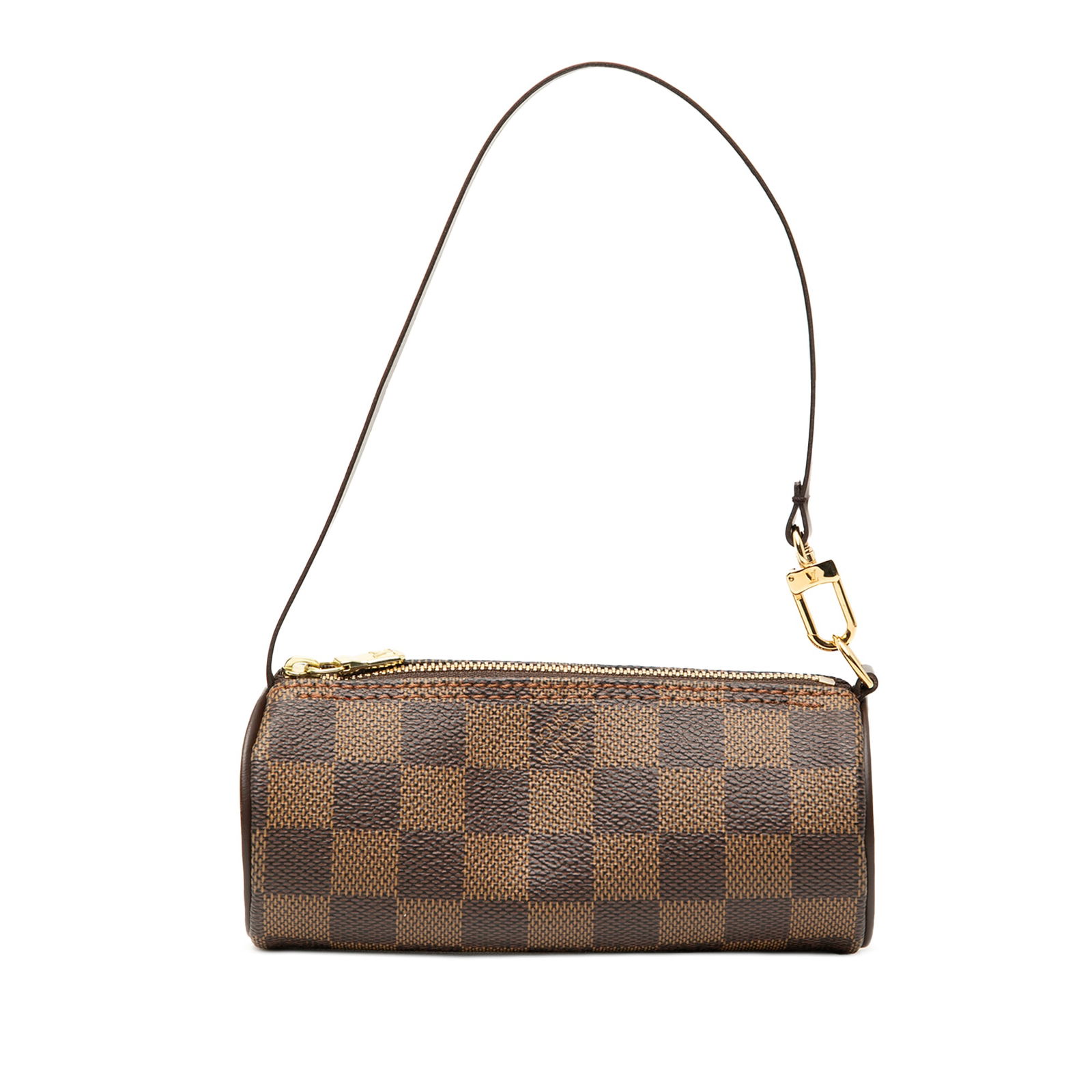 Damier Ebene Papillon Pochette Brown Canvas Bag by Louis Vuitton: Damier Ebene Papillon Pochette Brown Canvas Bag by Louis Vuitton The Louis Vuitton Damier Ebene Papillon Pochette features a signature Damier Ebene canvas body, a flat leather strap, and a top zip clo