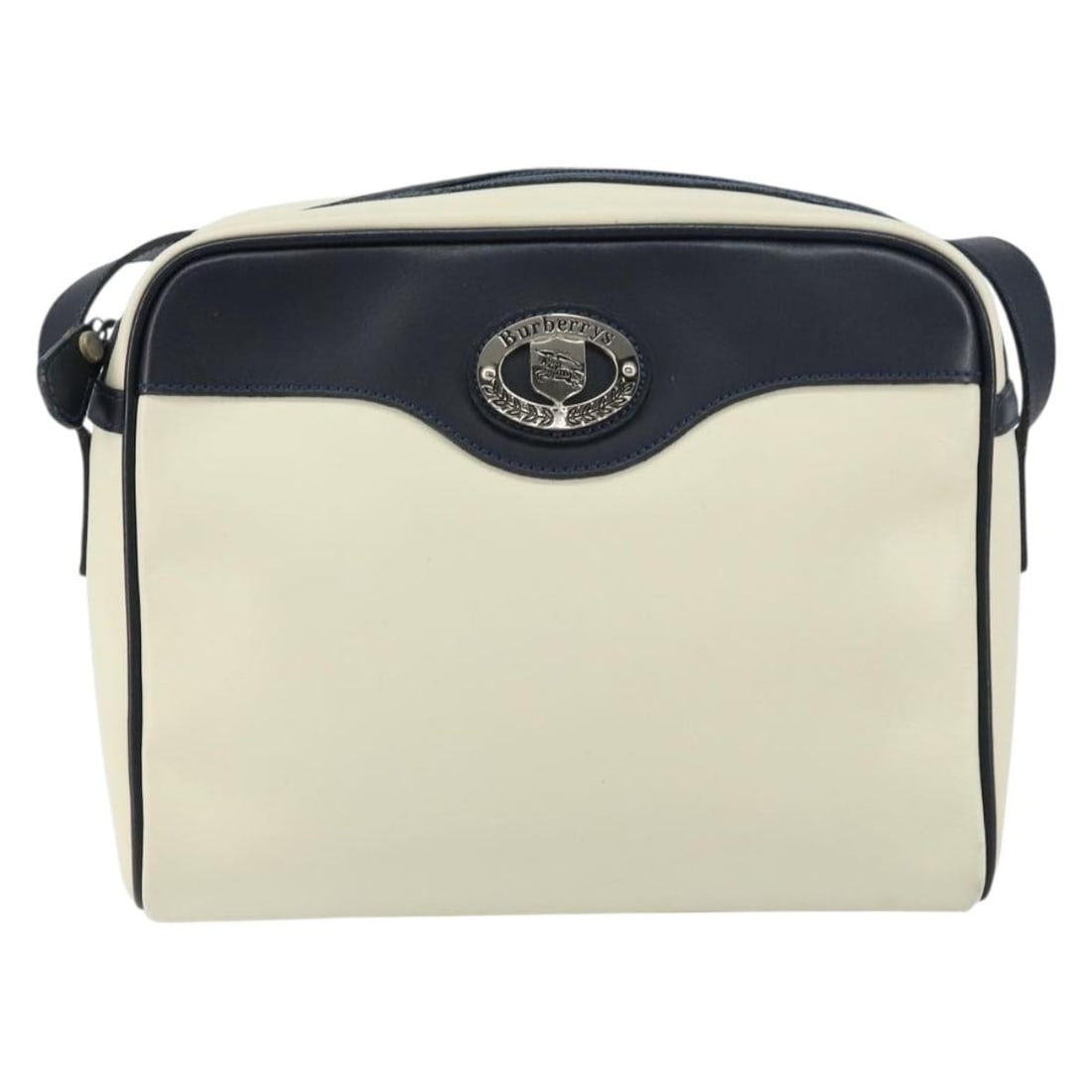 Vintage Burberry Leather Shoulder Handbag White 24cm by 20cm by 8cm: Vintage Burberry Leather Shoulder Handbag White 24cm by 20cm by 8cm This Burberry vintage shoulder bag is crafted from white leather, designed for female use. It features a shoulder strap and metal fi