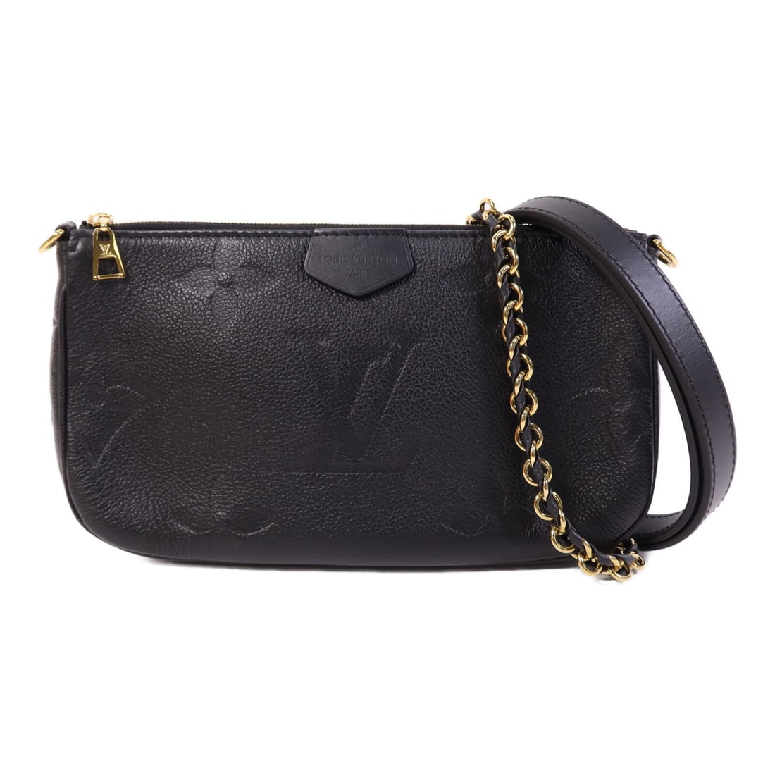 Multi Pochette Accessoires Black Calfskin Shoulder Bag GHW M80399 by Louis Vuitton: Multi Pochette Accessoires Black Calfskin Shoulder Bag GHW M80399 by Louis Vuitton This Louis Vuitton Multi Pochette Accessoires is crafted from black calfskin monogram Empreinte leather and features