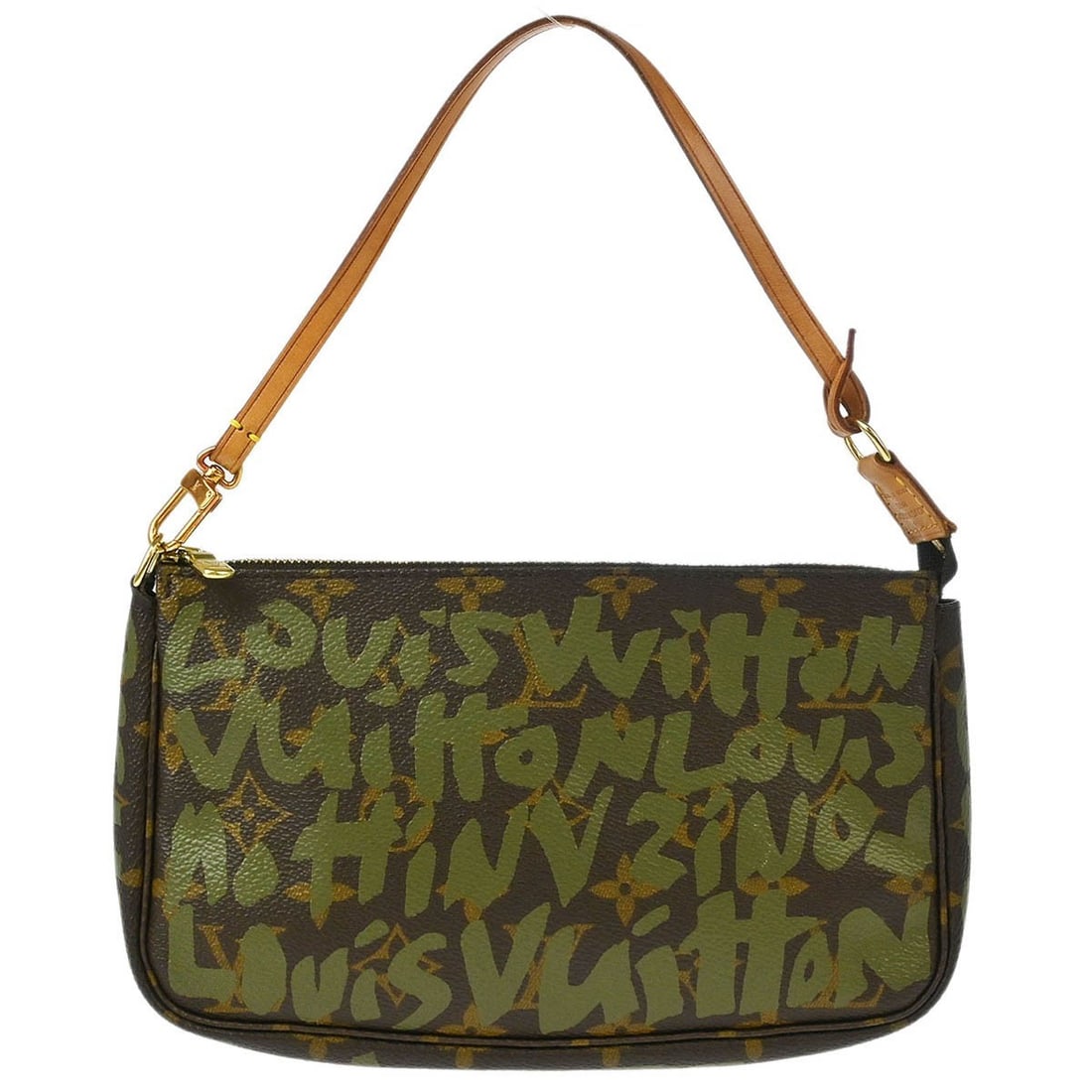 Louis Vuitton Khaki Graffiti Pochette Accessoires Handbag M92191 Monogram: Louis Vuitton Khaki Graffiti Pochette Accessoires Handbag M92191 Monogram Introducing the Louis Vuitton Khaki Graffiti Pochette Accessoires Handbag, a chic accessory that combines style and practicali