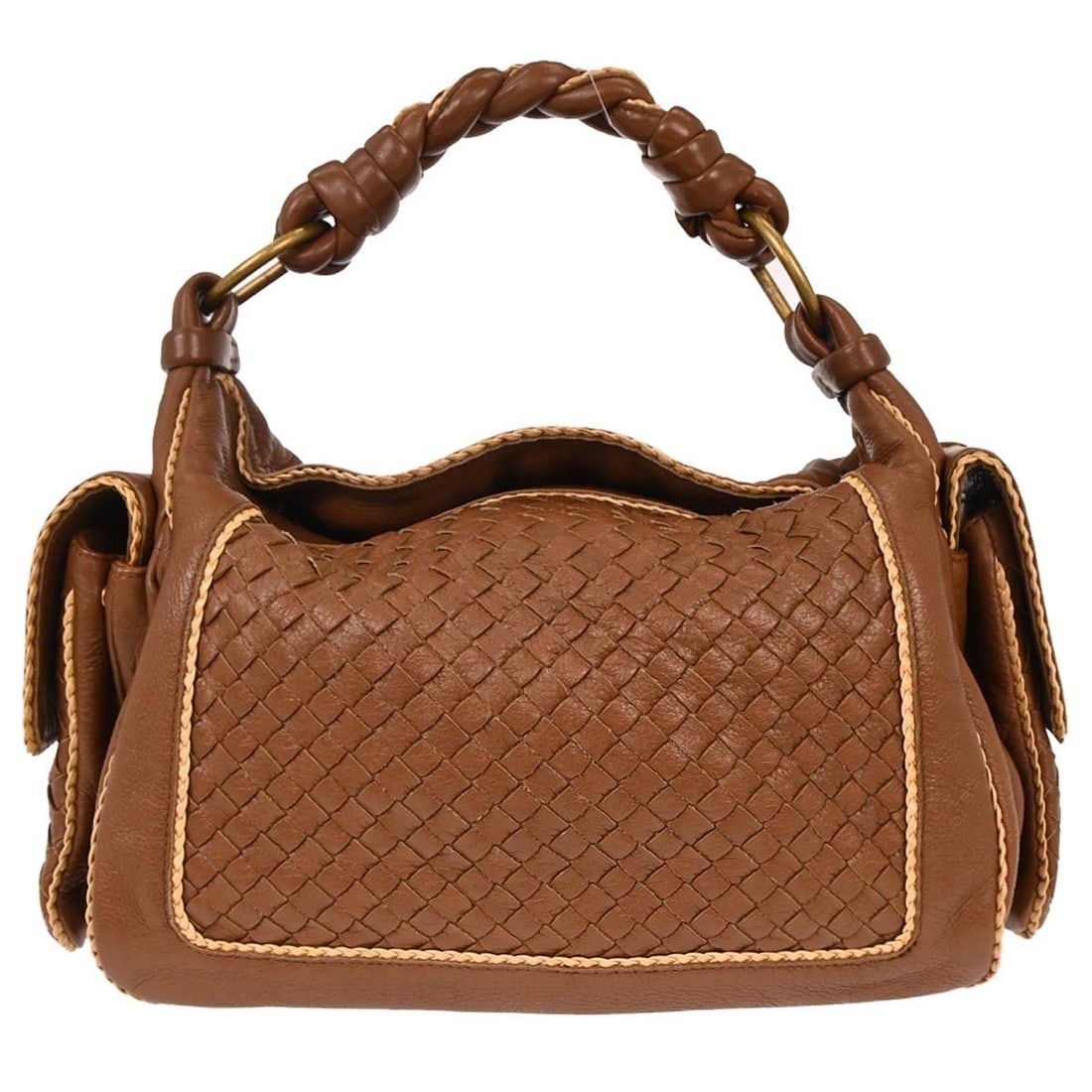 Large Intrecciato Leather Hobo by Bottega Veneta Top Handle Brown 172024 (1 of 10)