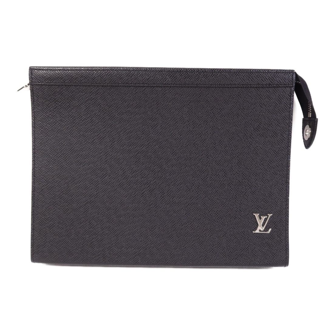 Pochette Voyage M30450 Black Clutch Bag by Louis Vuitton: Pochette Voyage M30450 Black Clutch Bag by Louis Vuitton This Louis Vuitton Pochette Voyage M30450 clutch bag features a sleek design in black Taiga PVC coated canvas. The bag offers a regular size wi