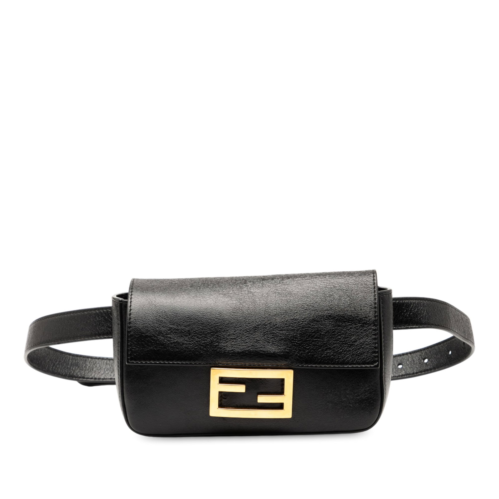Fendi Leather FF Logo Baguette Belt Bag Black Italy: Fendi Leather FF Logo Baguette Belt Bag Black Italy This Fendi Leather FF Logo Baguette Belt Bag is a stylish and versatile accessory crafted from high-quality leather. It features an adjustable and d