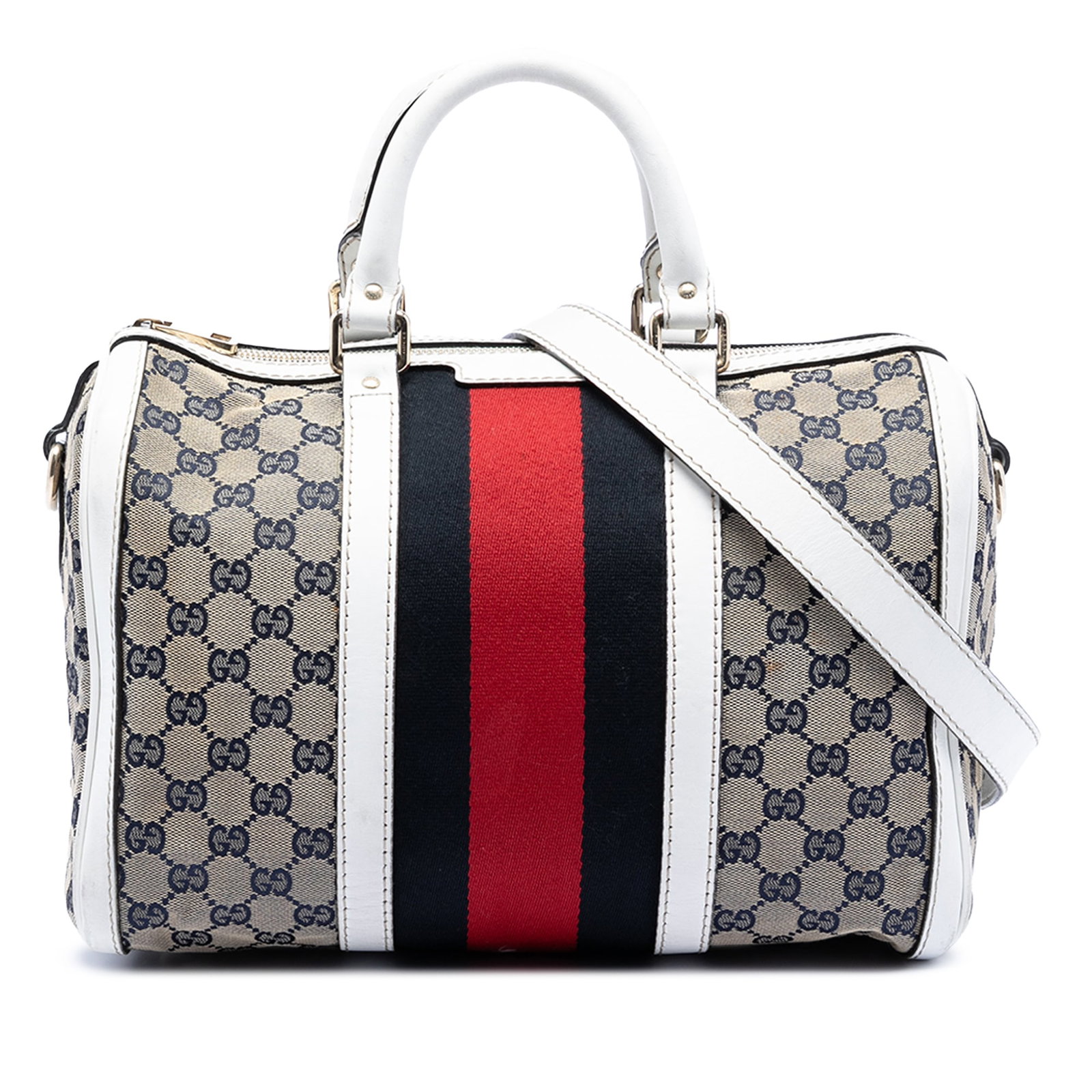 Gucci GG Canvas Web Joy Medium Boston Satchel Bag with Leather Trim (1 of 7)