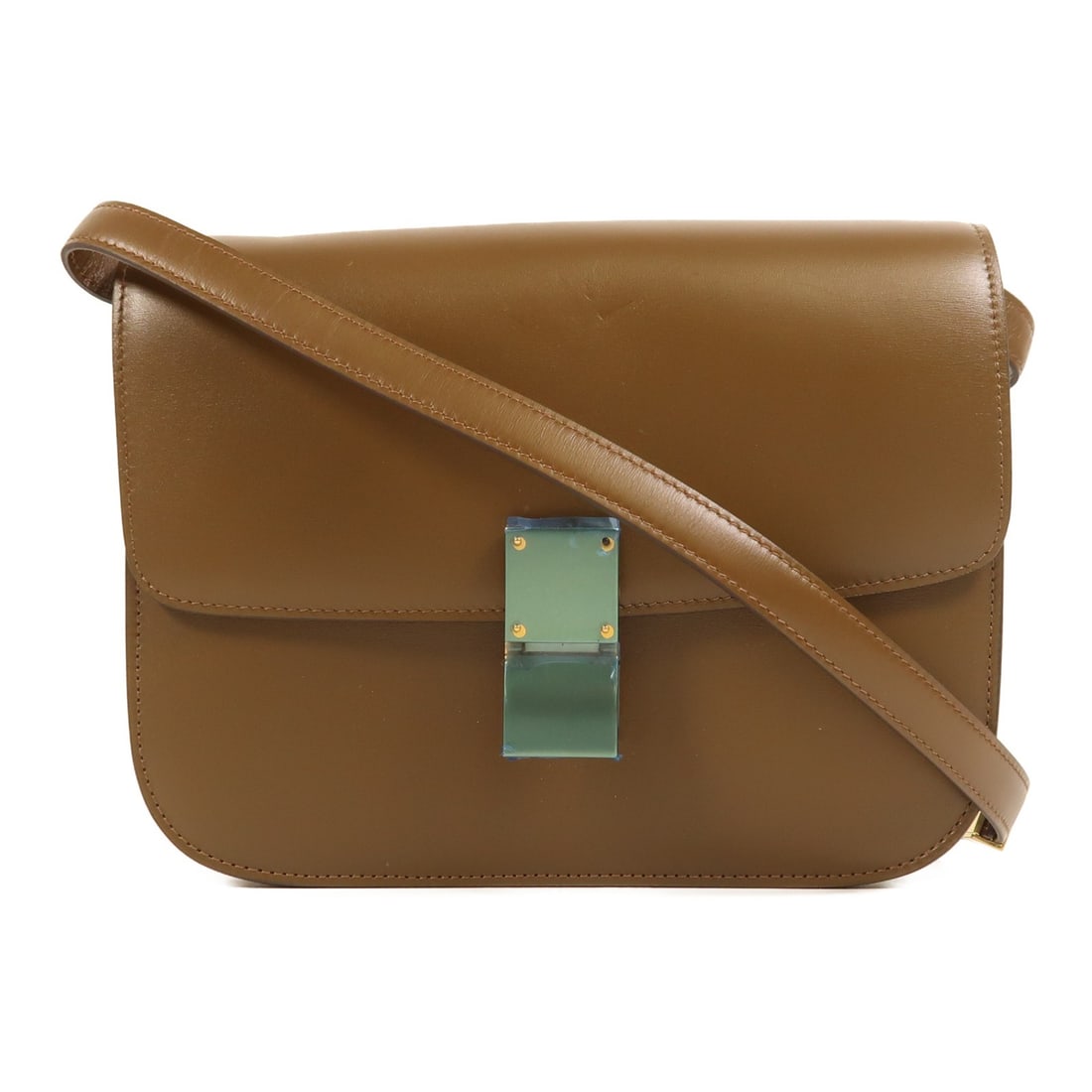 Celine Classic Box Calfskin Shoulder Bag with Gold Hardware Brown (1 of 17)