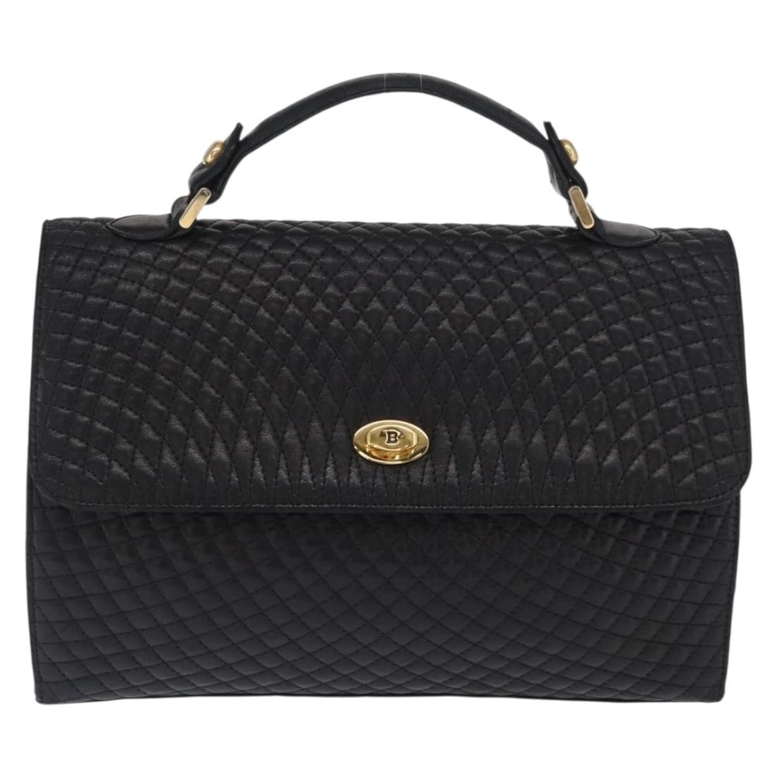 Bally Black Quilted Leather Vintage Purse for Women: Bally Black Quilted Leather Vintage Purse for Women This Bally vintage handbag features quilted black leather and is designed for women. Made in Italy, it showcases a classic style with a structured s