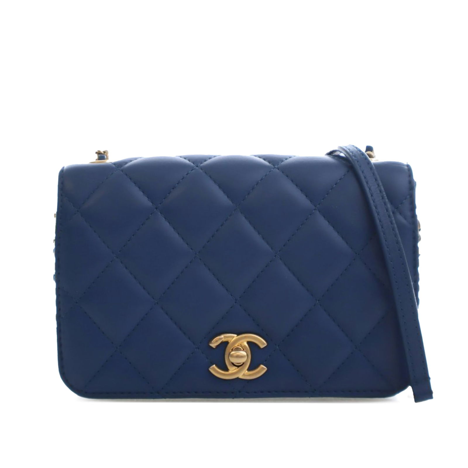 Chanel Everyday Chic Blue Small Quilted Calfskin Crossbody Flap Bag (1 of 11)