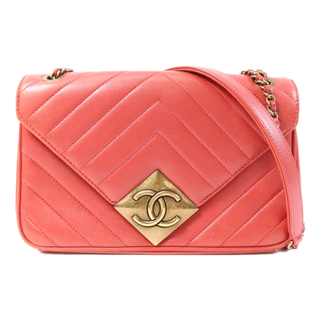 Red Calfskin CHANEL Pyramid CC Camera Shoulder Bag with Gold Hardware (1 of 16)