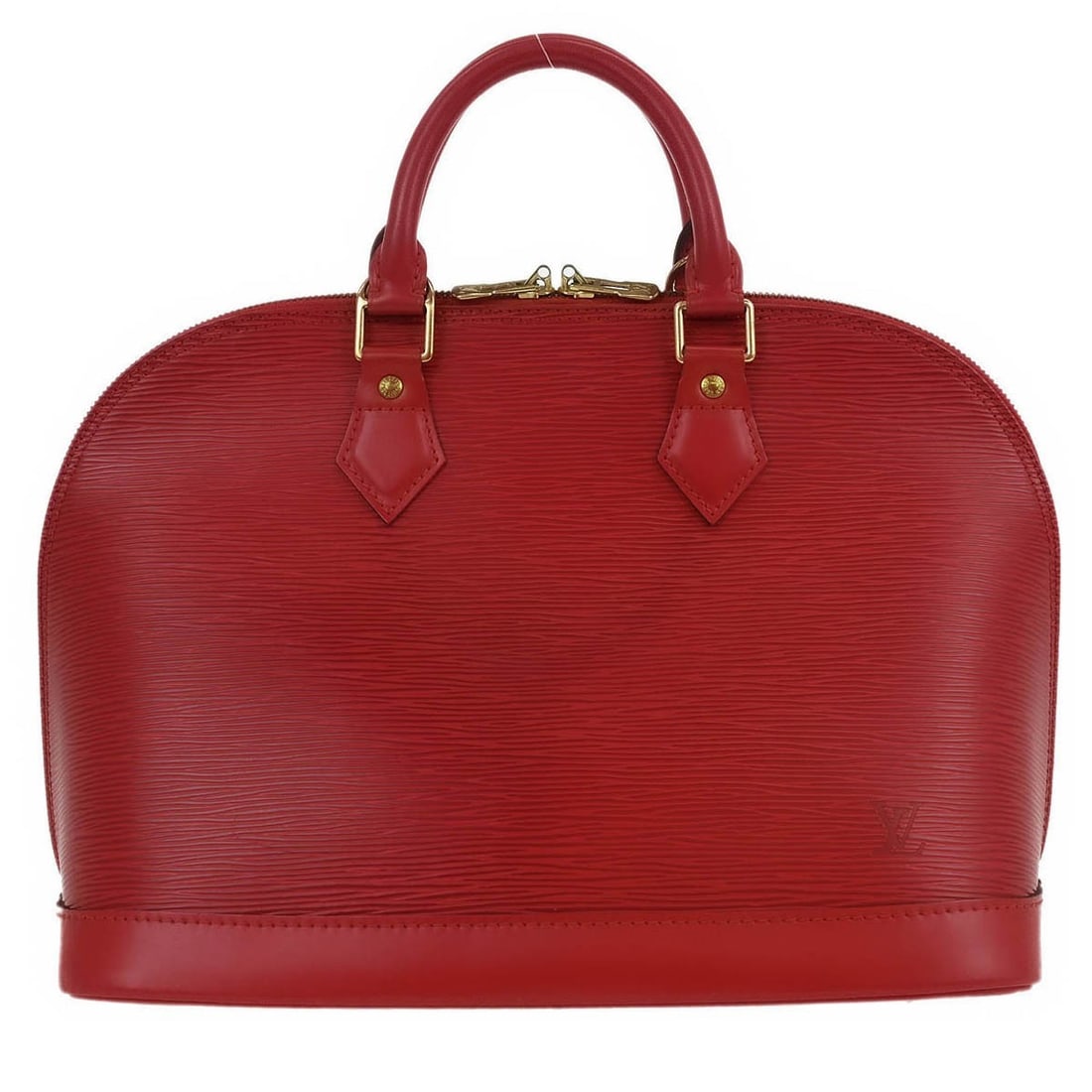 Red Epi Leather Louis Vuitton Alma Vintage Women's Handbag: Red Epi Leather Louis Vuitton Alma Vintage Women's Handbag This pre-owned Louis Vuitton Vintage Alma handbag is crafted from red Epi leather and designed for women. It features notable scuffs and stai