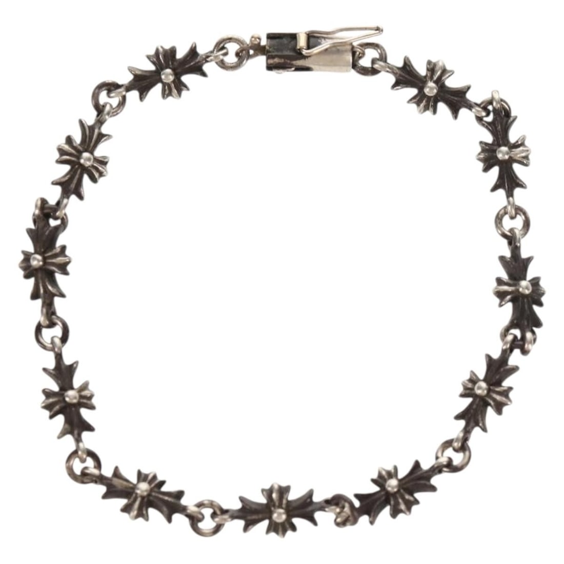 Chrome Hearts Tiny ECH Plus Silver Bracelet Ag925 11 Links Auth: Chrome Hearts Tiny ECH Plus Silver Bracelet Ag925 11 Links Auth This Chrome Hearts Tiny ECH Plus Bracelet is a stylish accessory made in Japan, featuring a sleek silver design with a total length of a